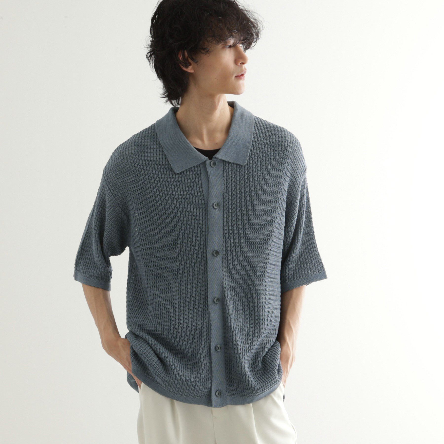 tk.TAKEO KIKUCHI「リネンライクニットポロシャツ」|ニット・セーター|