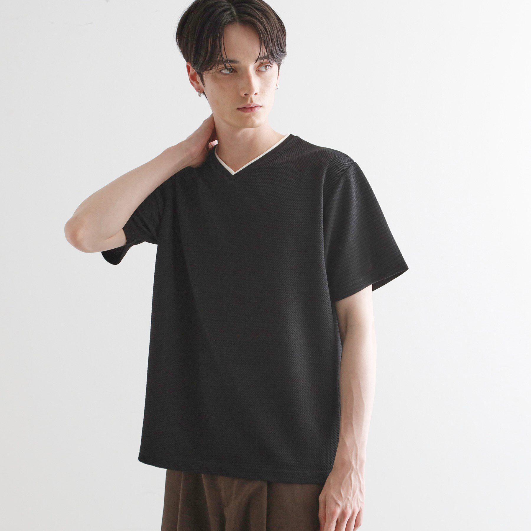 tk.TAKEO KIKUCHI「フェイクレイヤードVネックカットソー」|Tシャツ・カットソー|