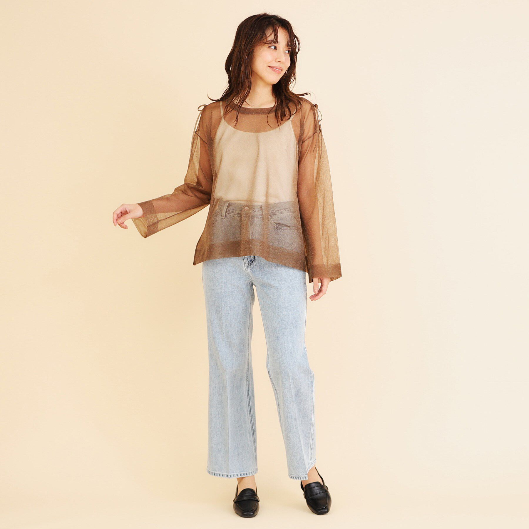 index「ワイドストレートフレアデニム【洗濯機洗い可】」|デニム|