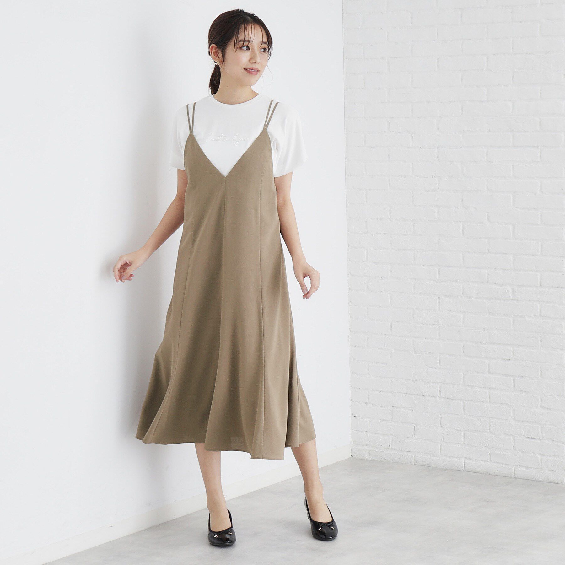 index「麻調キャミワンピース【洗濯機洗い可/防シワ】」|ワンピース|