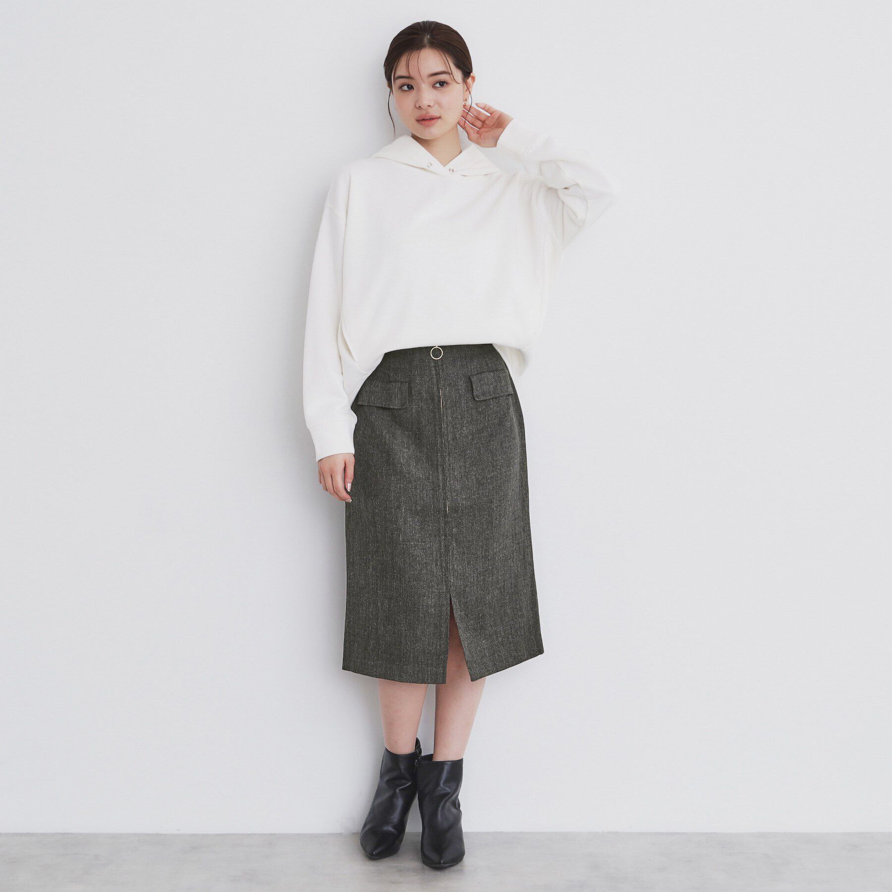 index「ツイード調ジップタイトスカート【洗濯機洗い可/防シワ】」|スカート|