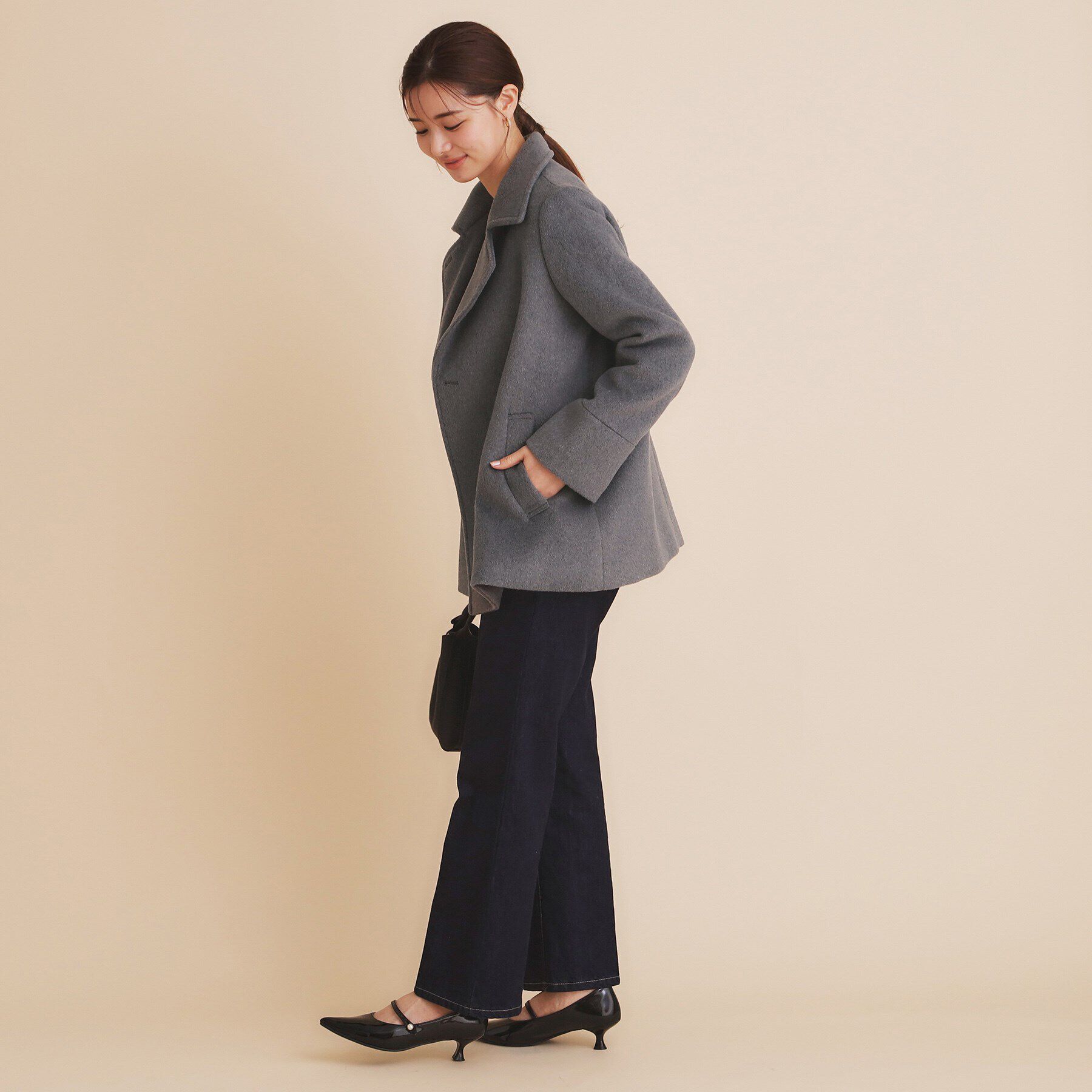 index「《5color/S-Lsize》ウール混 ステンカラーピーコート」|ピーコート|