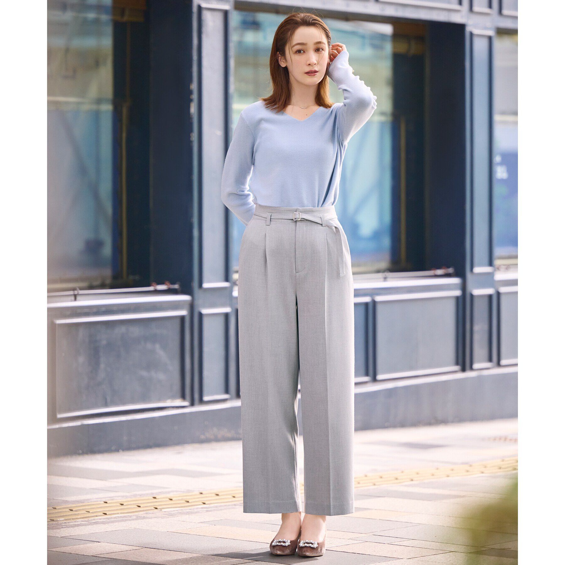 index「《6color/S-LLsize》ラメ混Vネックニット【洗濯機洗い可】」|ニット・セーター|