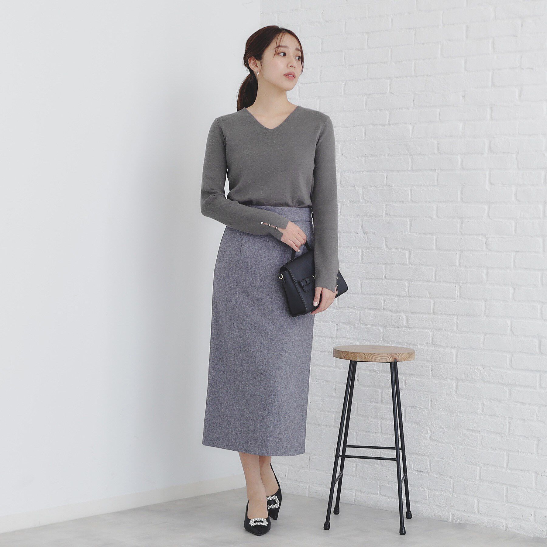 index「《6color/S-LLsize》ラメ混Vネックニット【洗濯機洗い可】」|ニット・セーター|