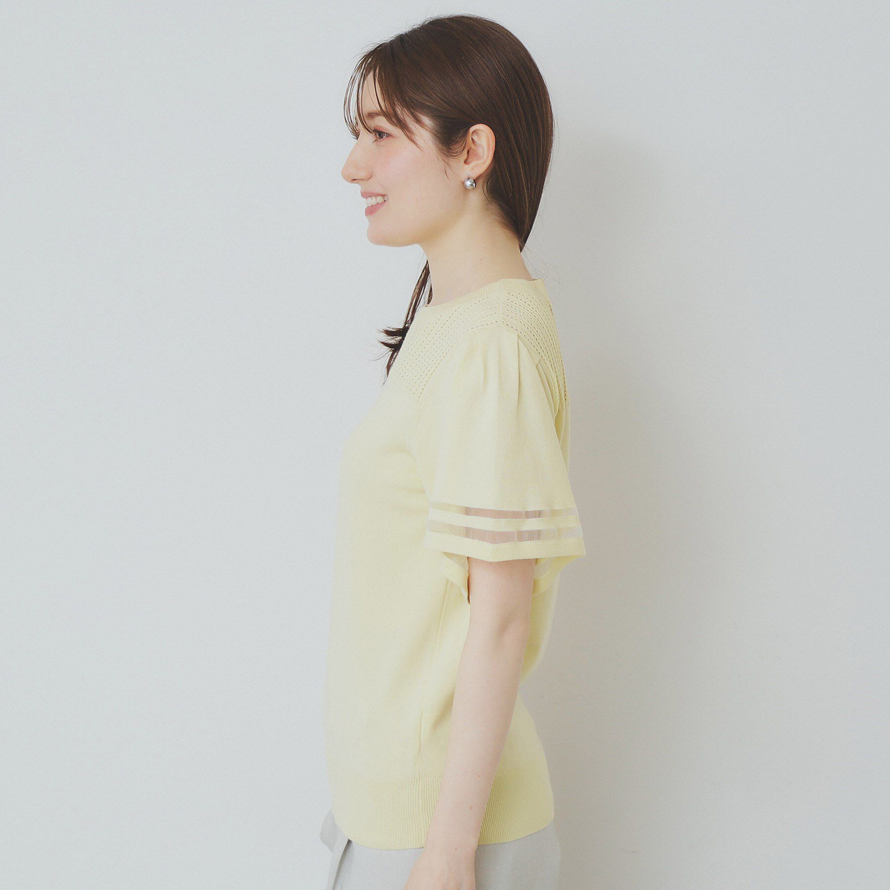 index「フレアスリーブニット/オーガニックコットン混【UV/洗濯機洗い可】」|ニット・セーター|