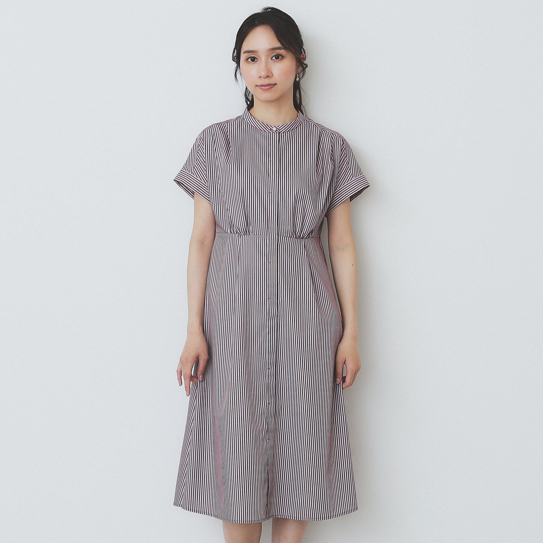 index「《XS-LLサイズ》マルチストライプシャツワンピース【洗濯機洗い可/イージーアイロン/防シワ】」|ワンピース|
