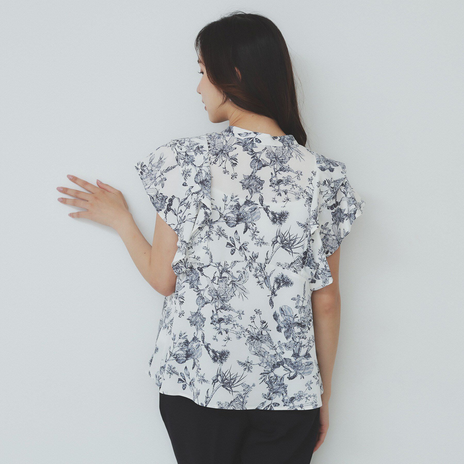 index「ダブルフリルバンドカラーブラウス【洗濯機洗い可/イージーアイロン/防シワ】」|シャツ・ブラウス|