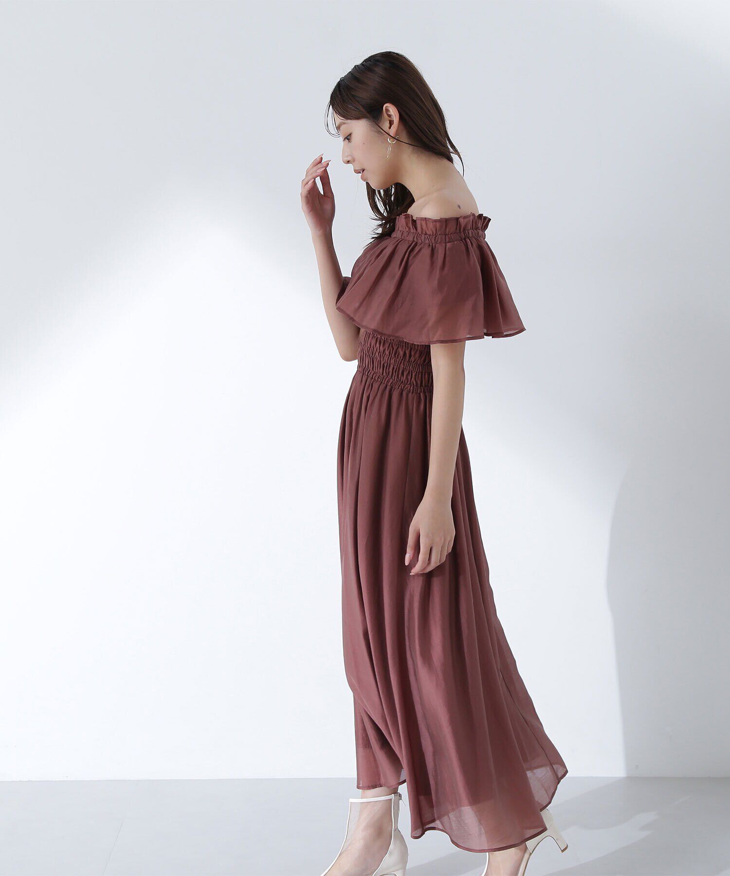  「シアーオフショルワンピース」|ワンピース|