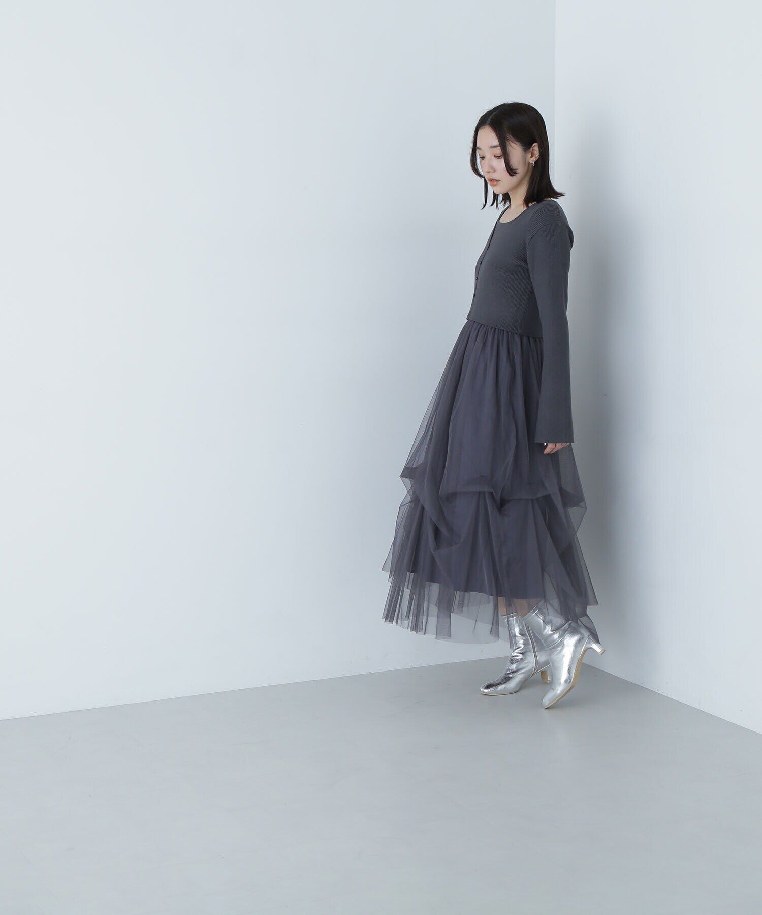  「アンサンブルチュールニットワンピース」|ワンピース|