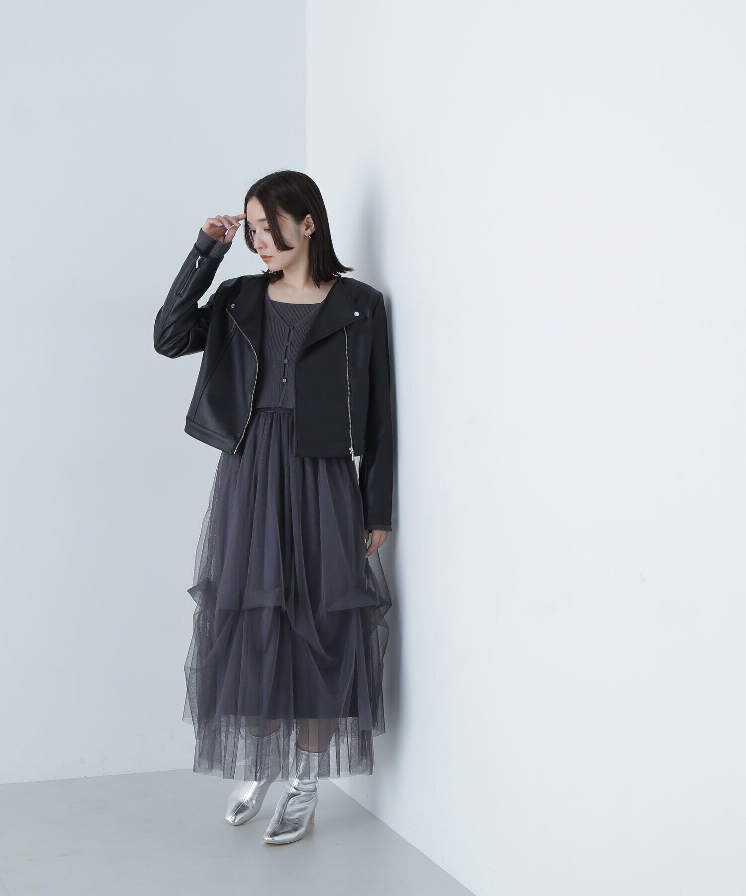  「アンサンブルチュールニットワンピース」|ワンピース|