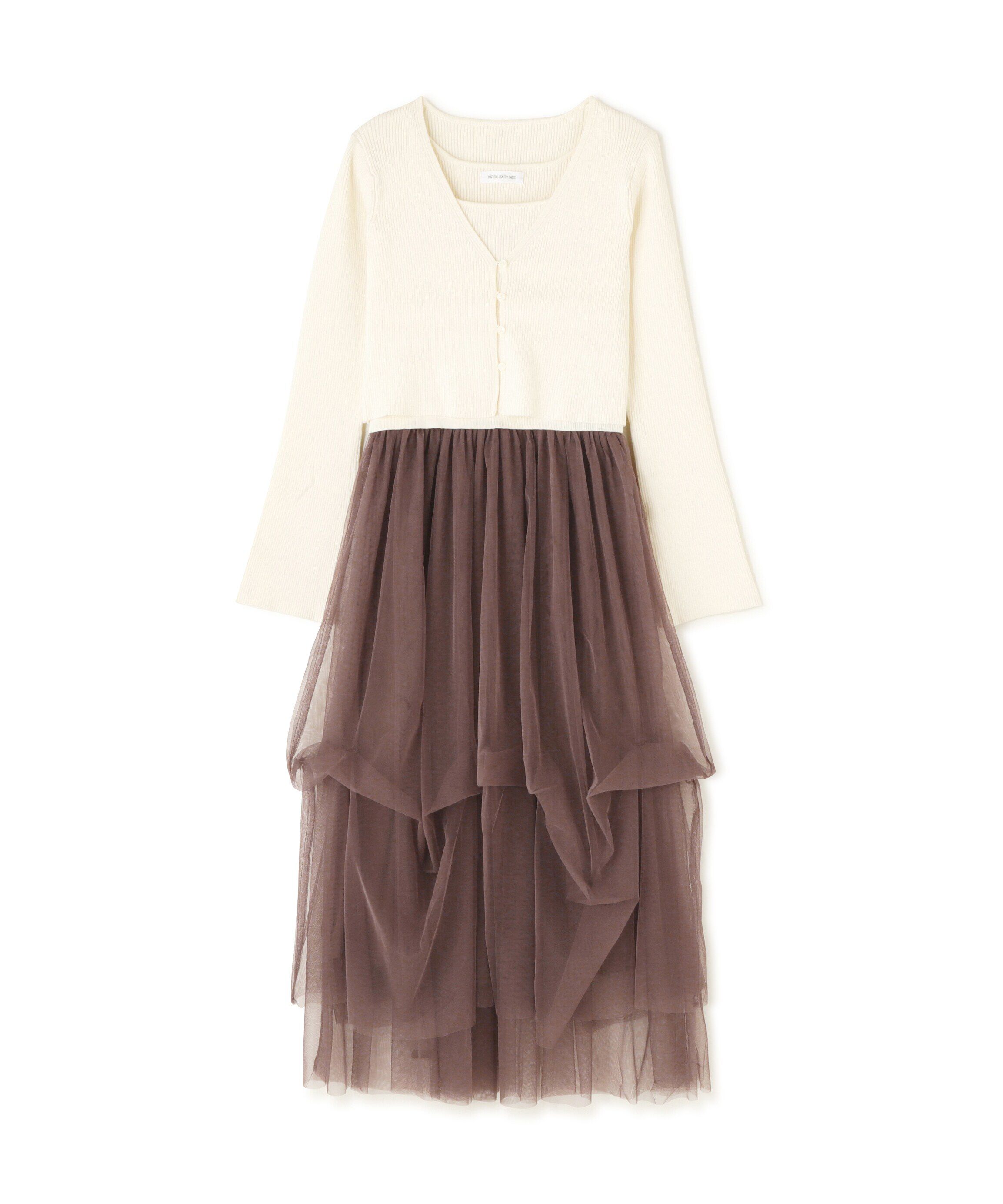  「アンサンブルチュールニットワンピース」|ワンピース|