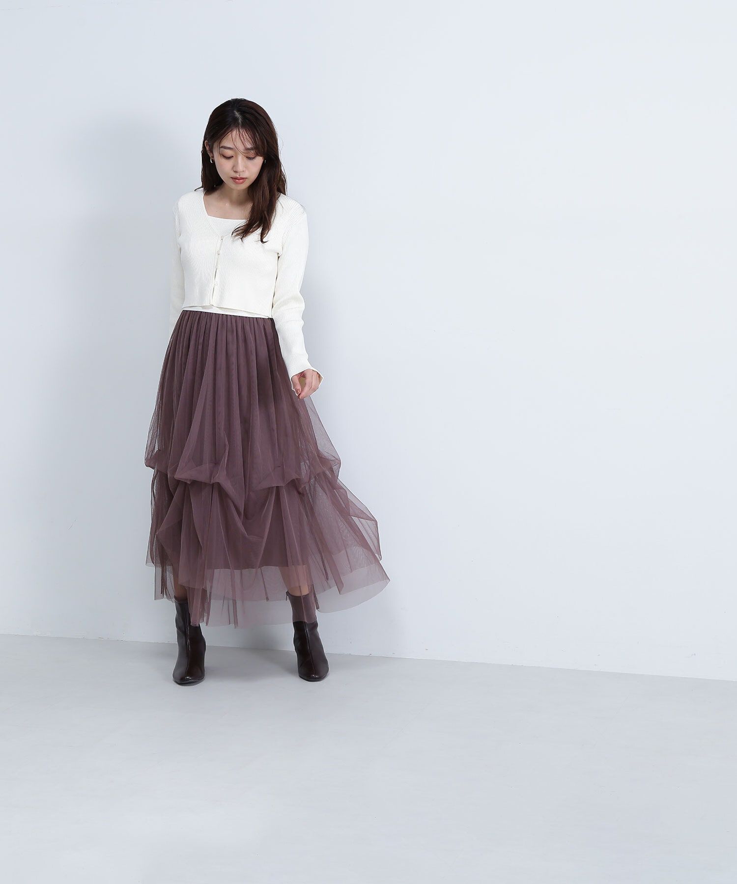  「アンサンブルチュールニットワンピース」|ワンピース|