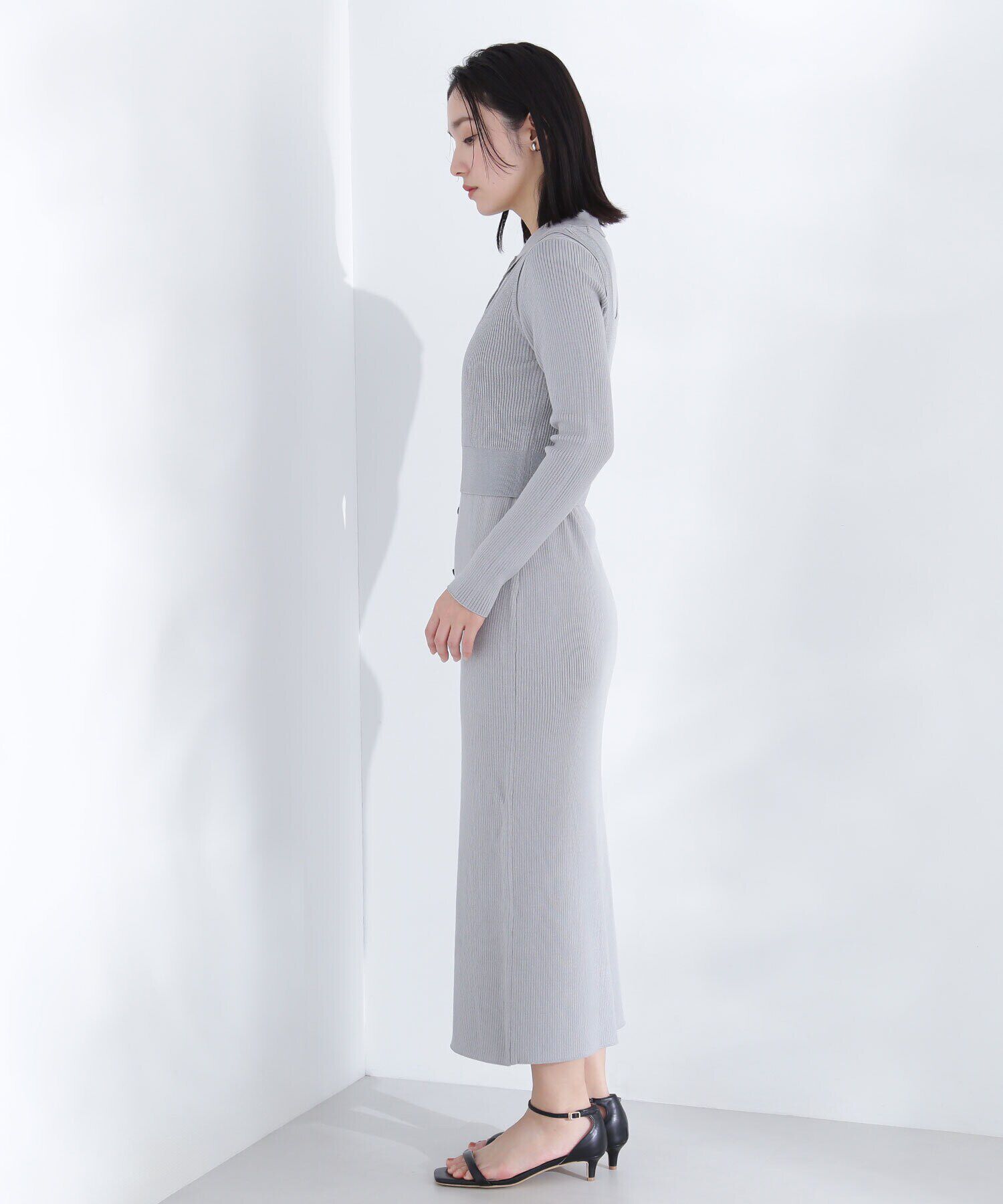  「ラメビスチェ＆ポロニットワンピース」|ワンピース|