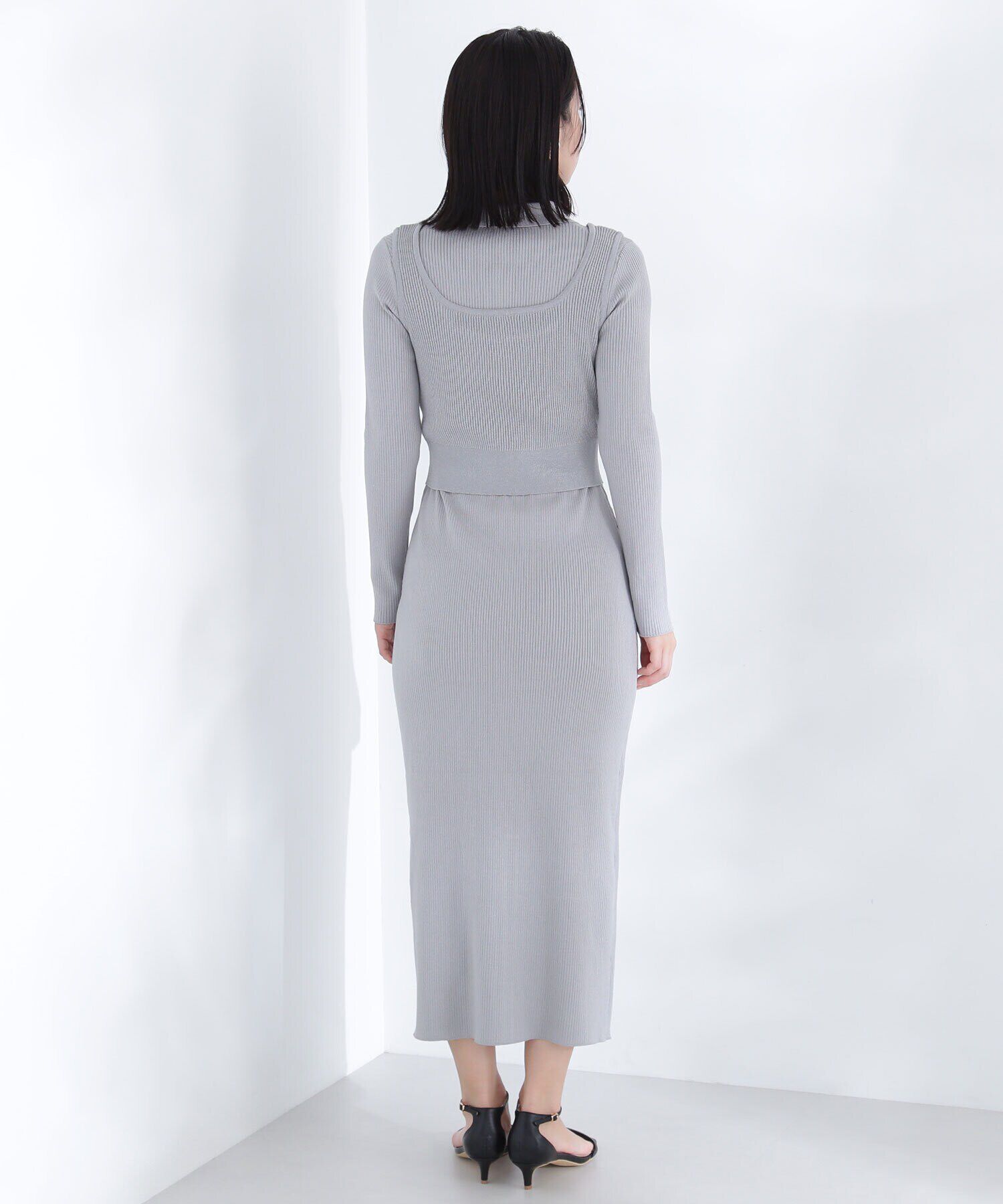  「ラメビスチェ＆ポロニットワンピース」|ワンピース|