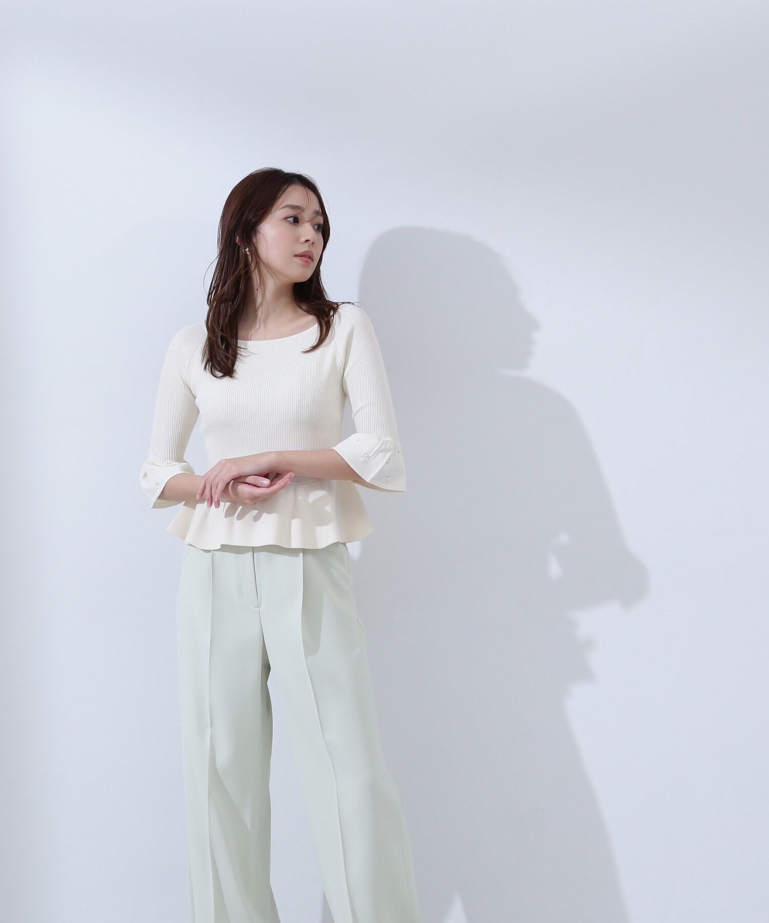  「パールカフスペプラムニット」|ニット・セーター|