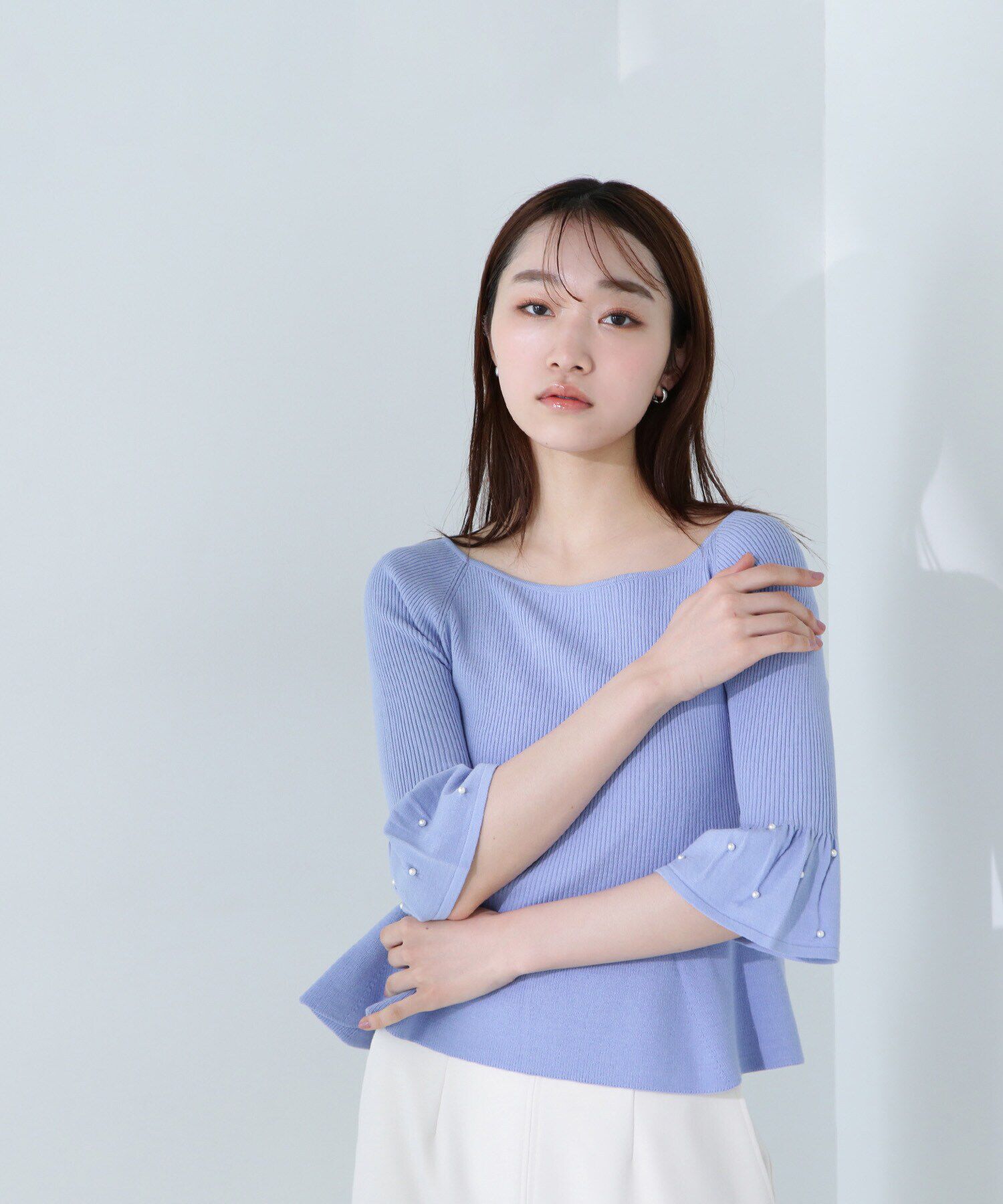  「パールカフスペプラムニット」|ニット・セーター|