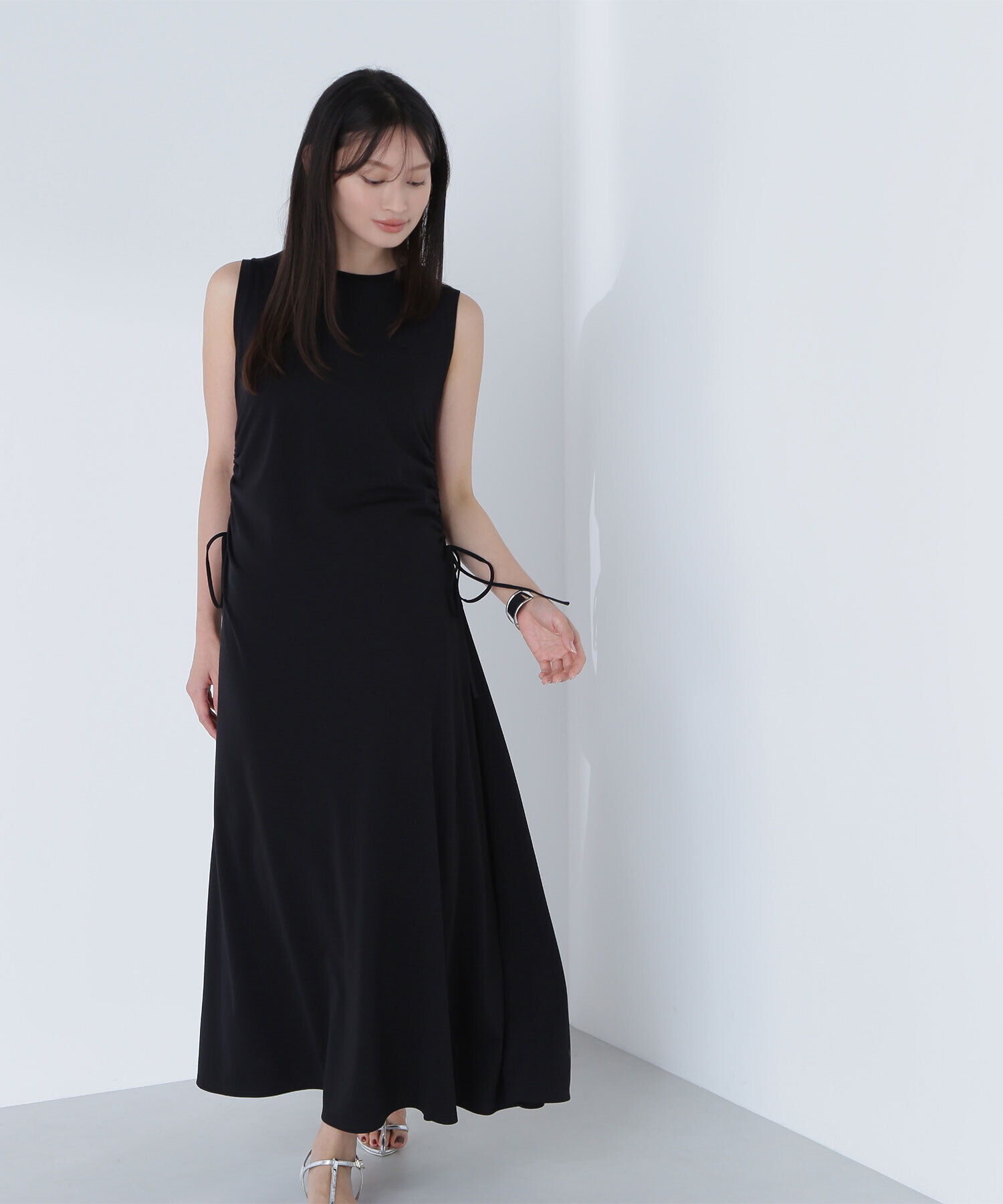  「サイドギャザーカットソーワンピース」|ワンピース|