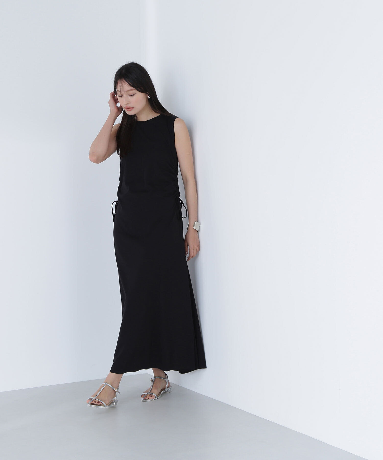  「サイドギャザーカットソーワンピース」|ワンピース|