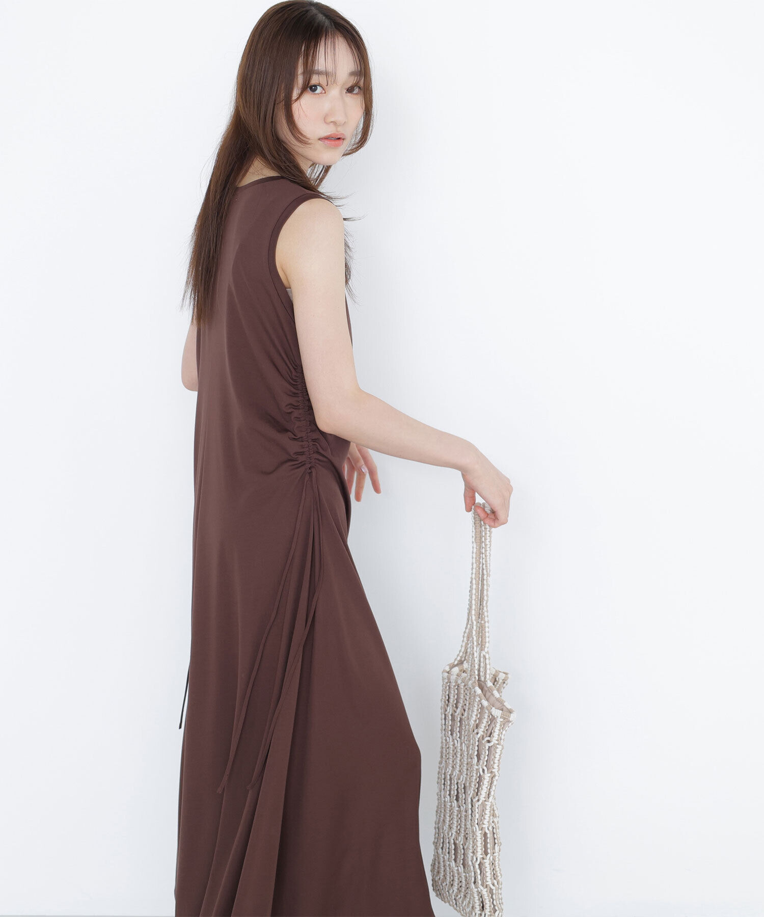  「サイドギャザーカットソーワンピース」|ワンピース|