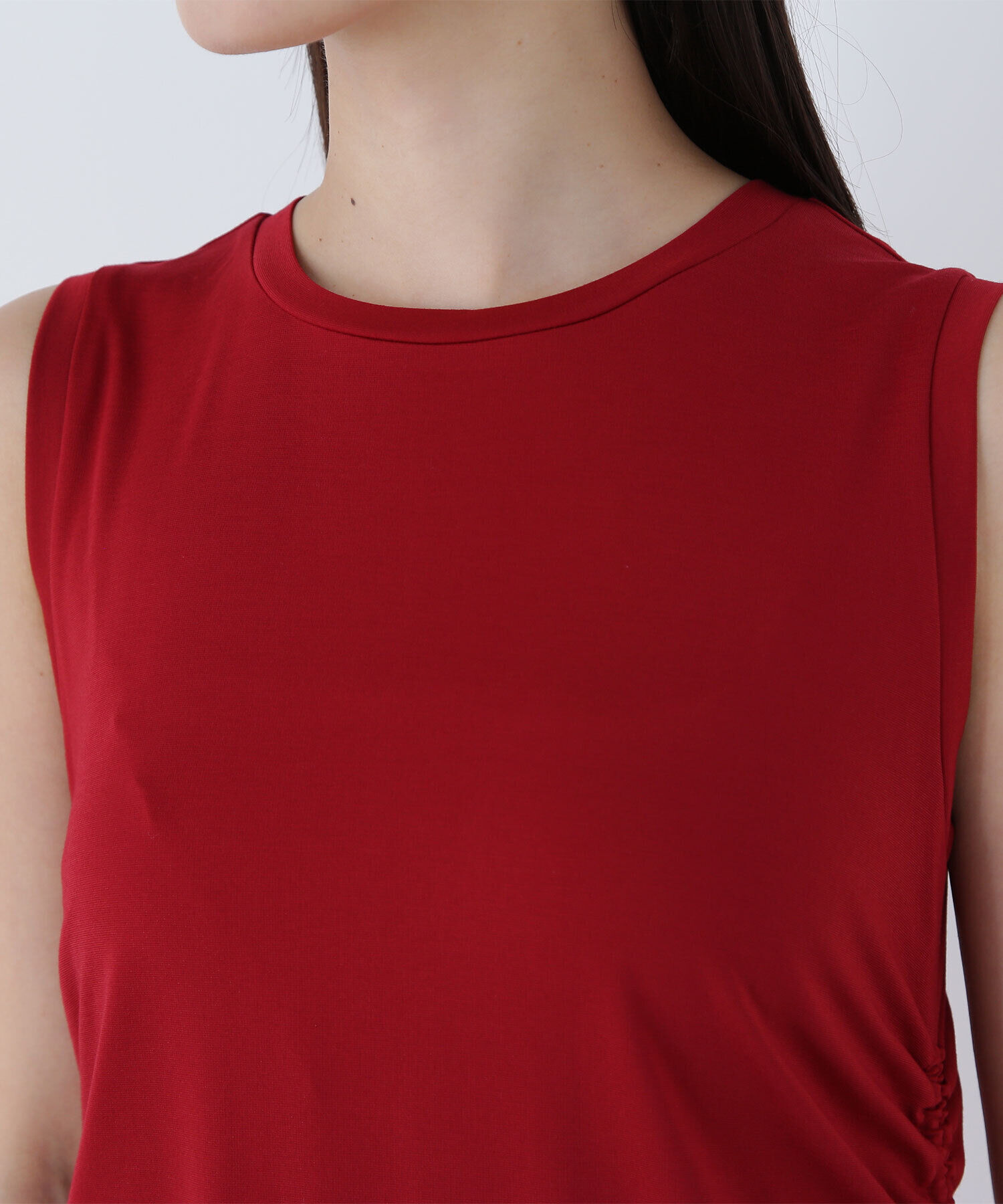  「サイドギャザーカットソーワンピース」|ワンピース|