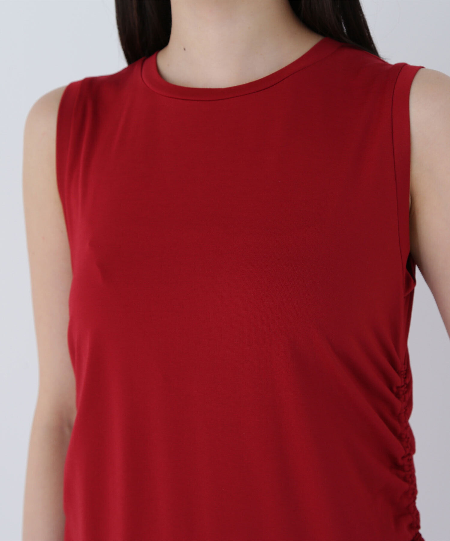  「サイドギャザーカットソーワンピース」|ワンピース|