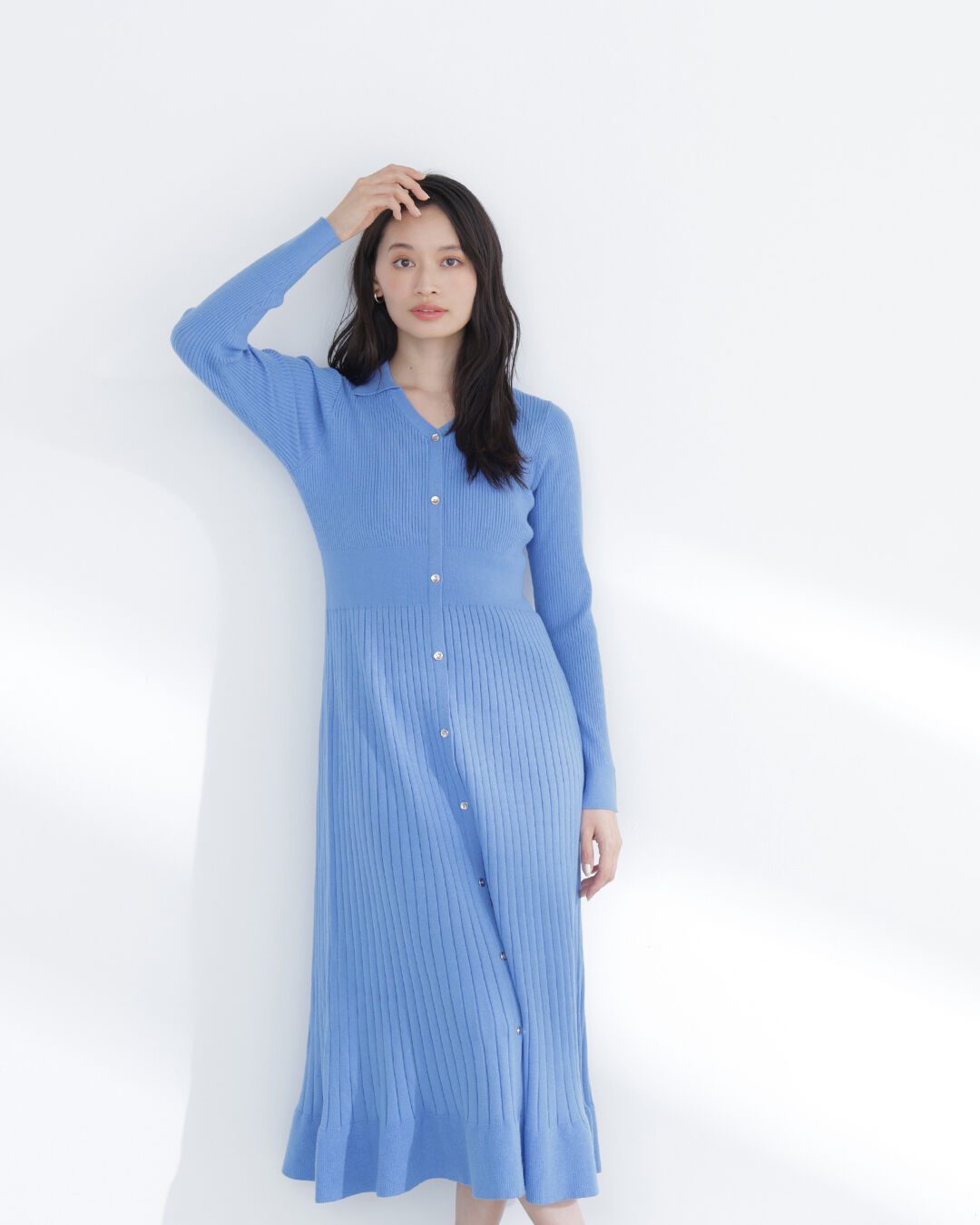  「スキッパーリブニットワンピース」|ワンピース|