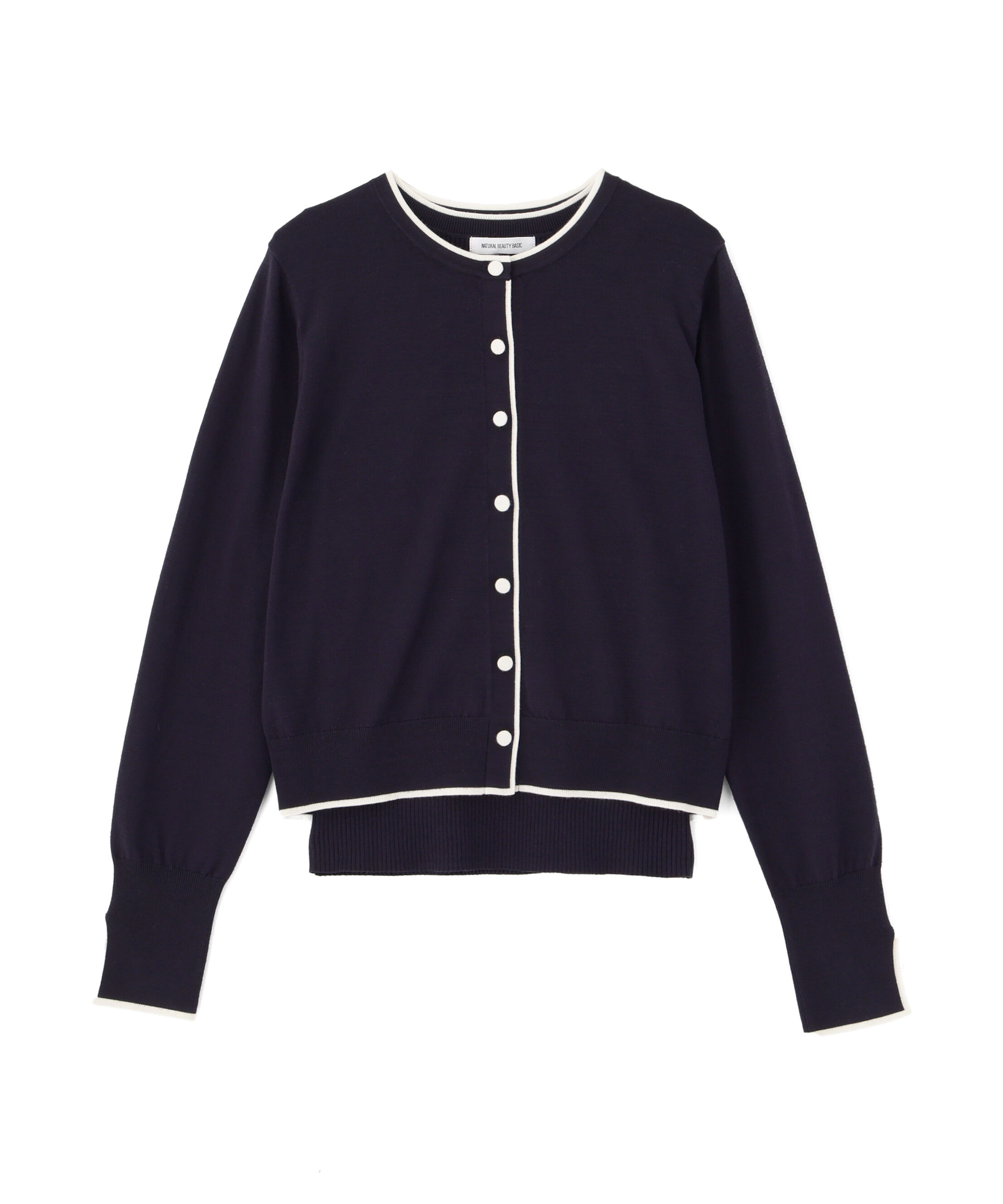  「クルミボタンバイカラーアンサンブル」|ニット・セーター|