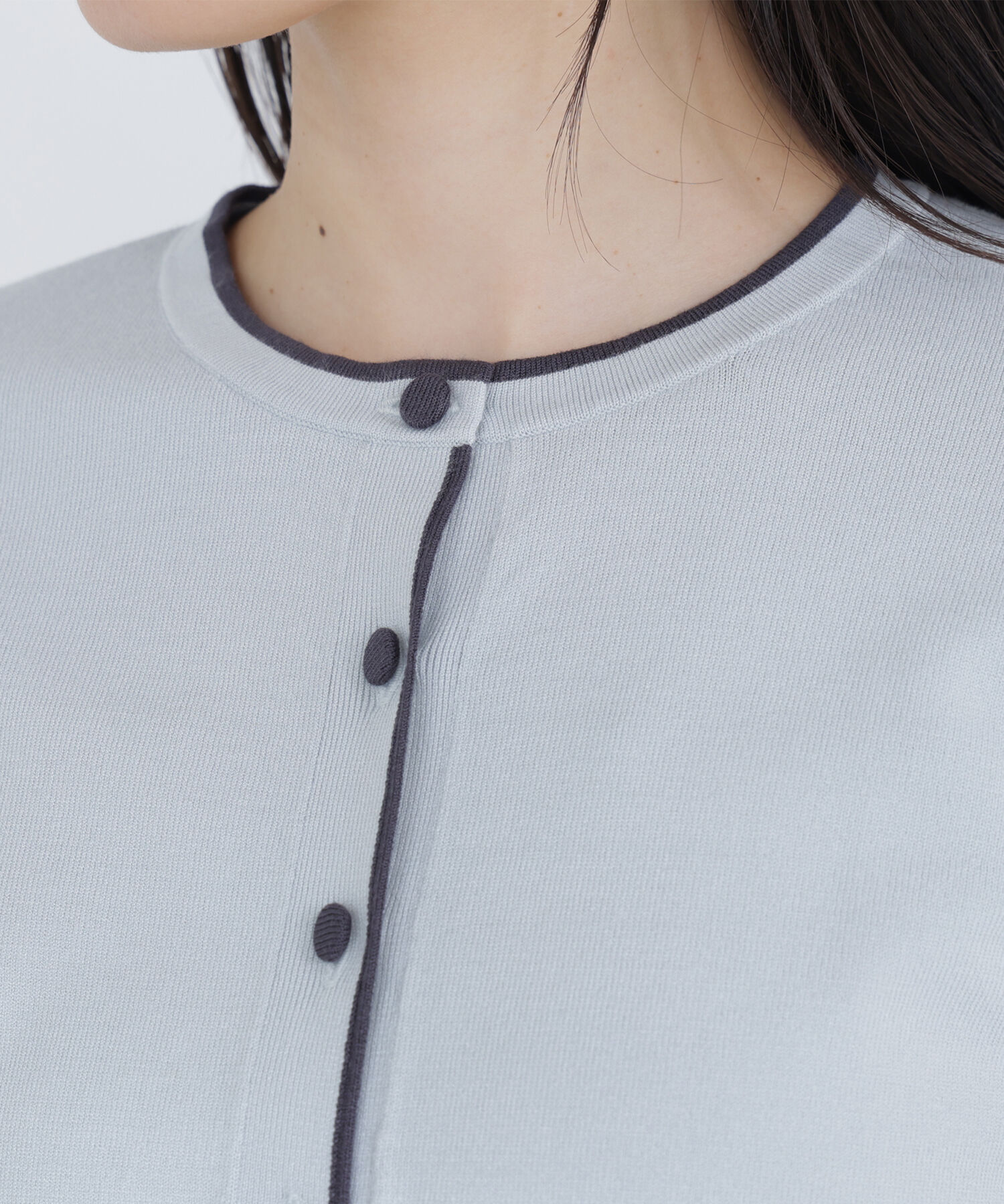  「クルミボタンバイカラーアンサンブル」|ニット・セーター|