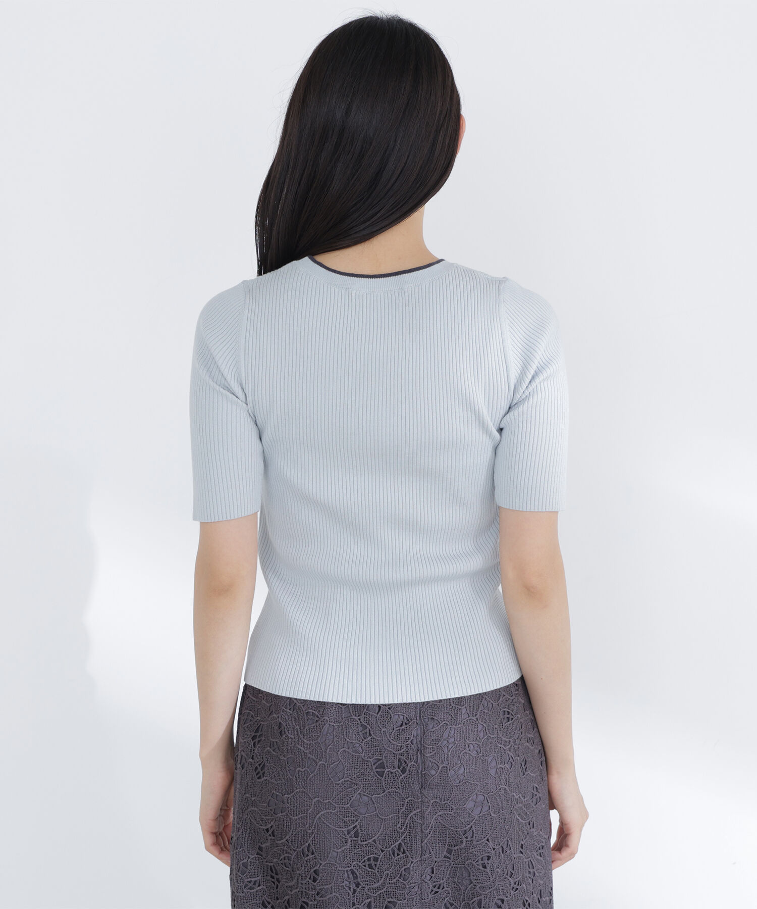  「クルミボタンバイカラーアンサンブル」|ニット・セーター|