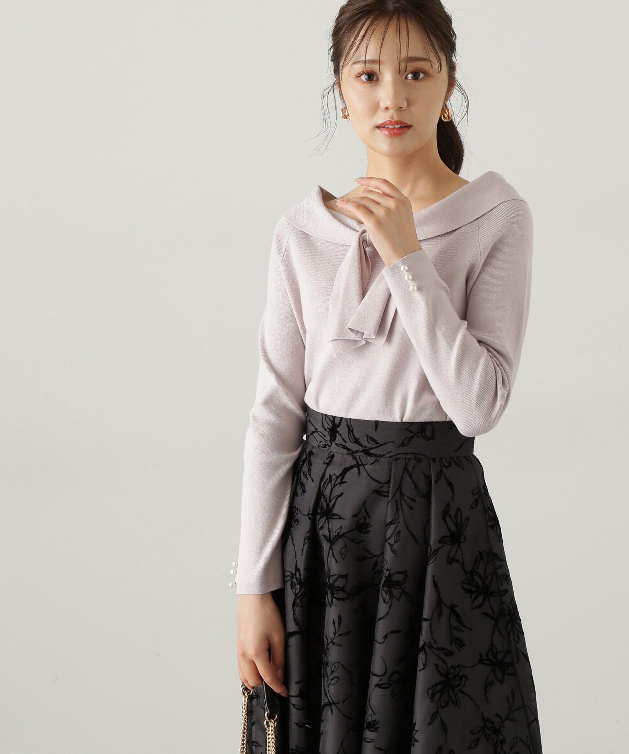 PROPORTION BODY DRESSING「オフショルリボンニット　24AW」|ニット・セーター|