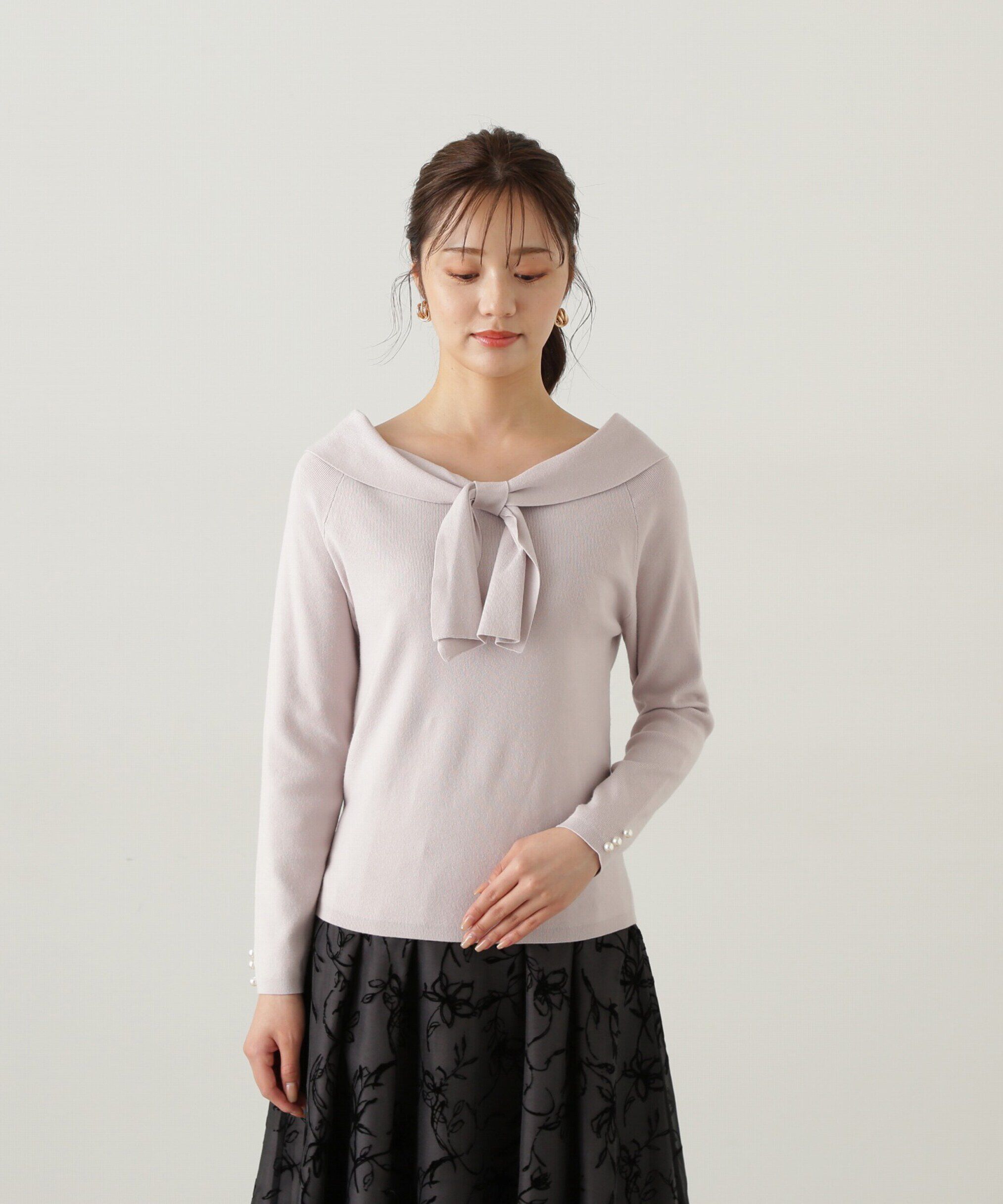 PROPORTION BODY DRESSING「オフショルリボンニット　24AW」|ニット・セーター|