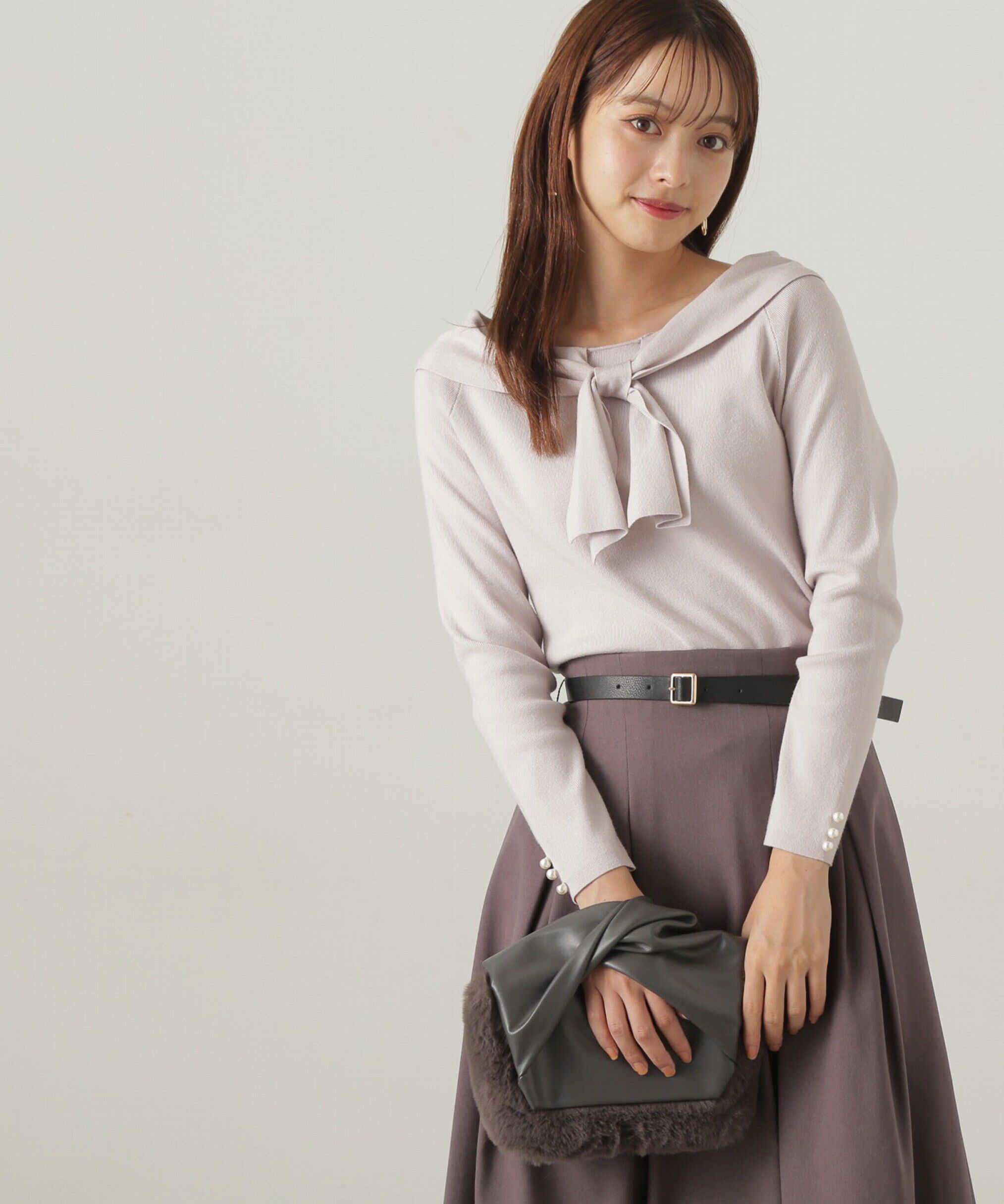 PROPORTION BODY DRESSING「オフショルリボンニット　24AW」|ニット・セーター|