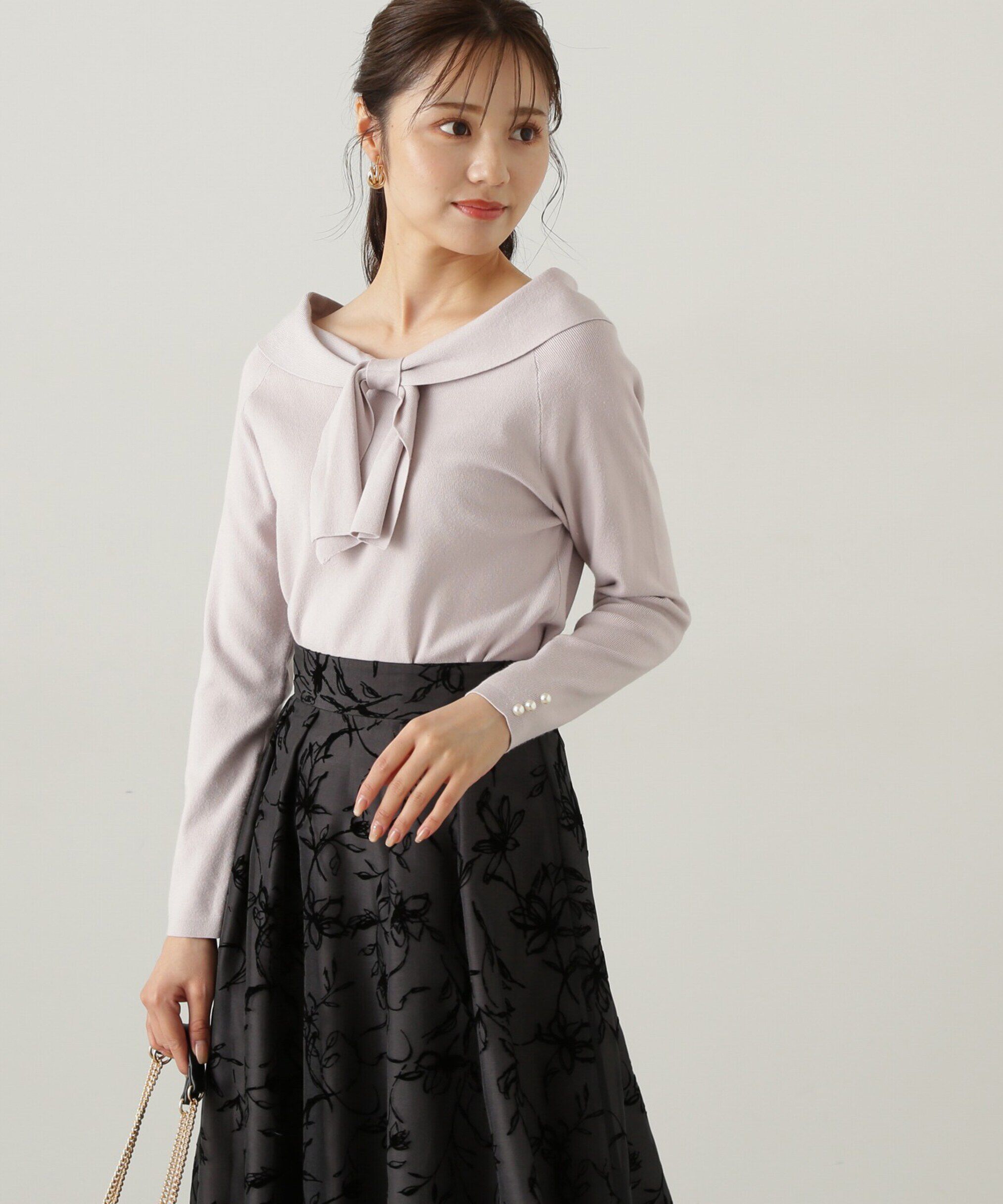 PROPORTION BODY DRESSING「オフショルリボンニット　24AW」|ニット・セーター|