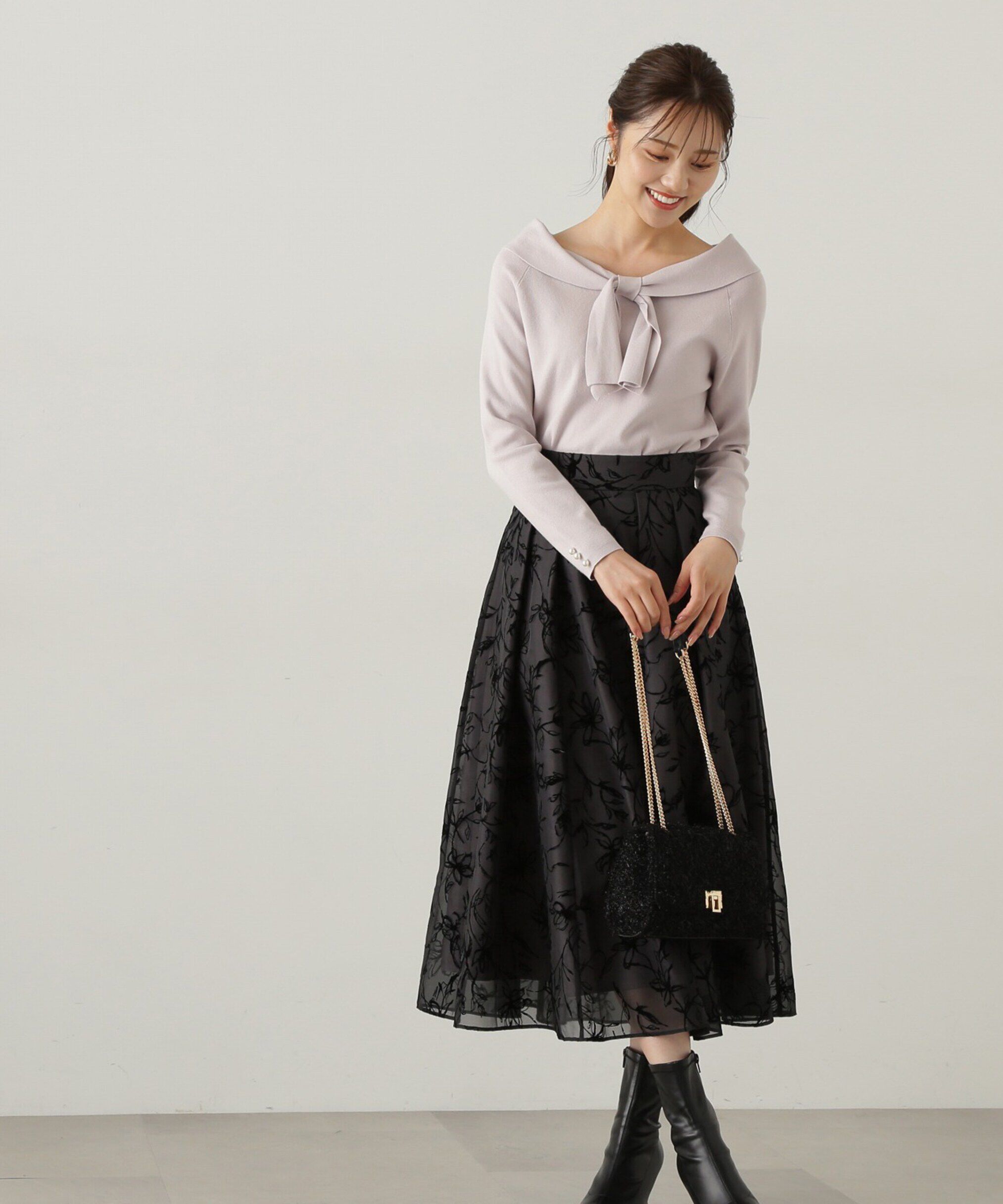 PROPORTION BODY DRESSING「オフショルリボンニット　24AW」|ニット・セーター|