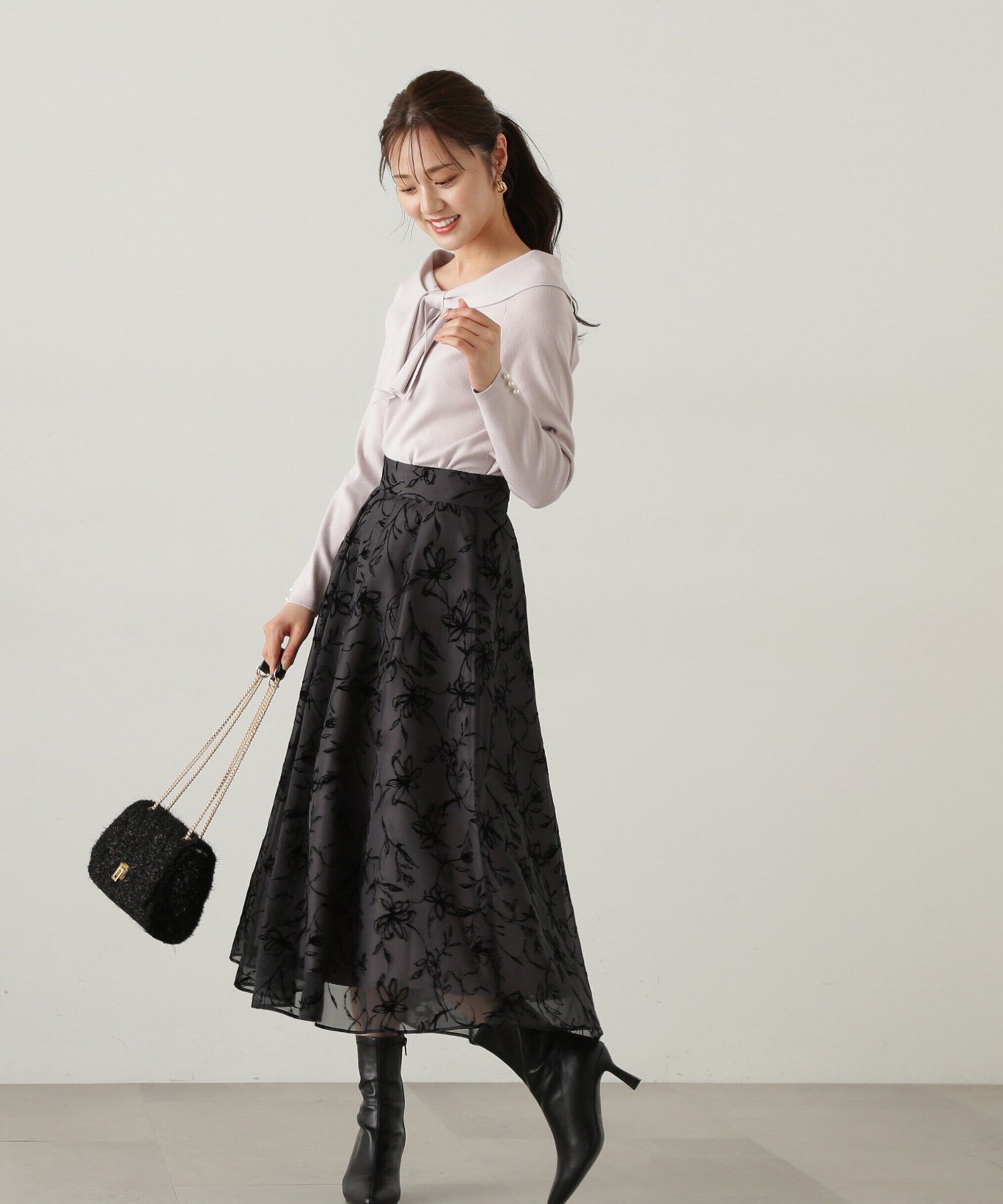 PROPORTION BODY DRESSING「オフショルリボンニット　24AW」|ニット・セーター|