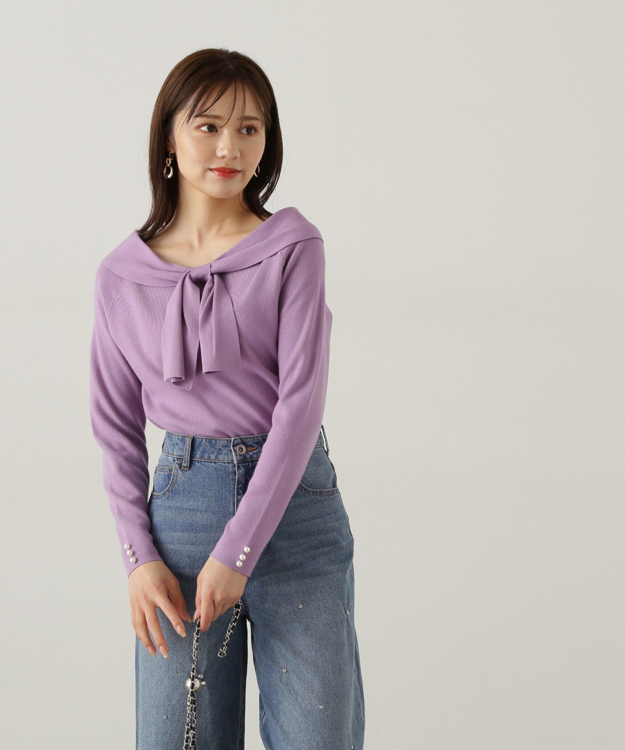 PROPORTION BODY DRESSING「オフショルリボンニット　24AW」|ニット・セーター|