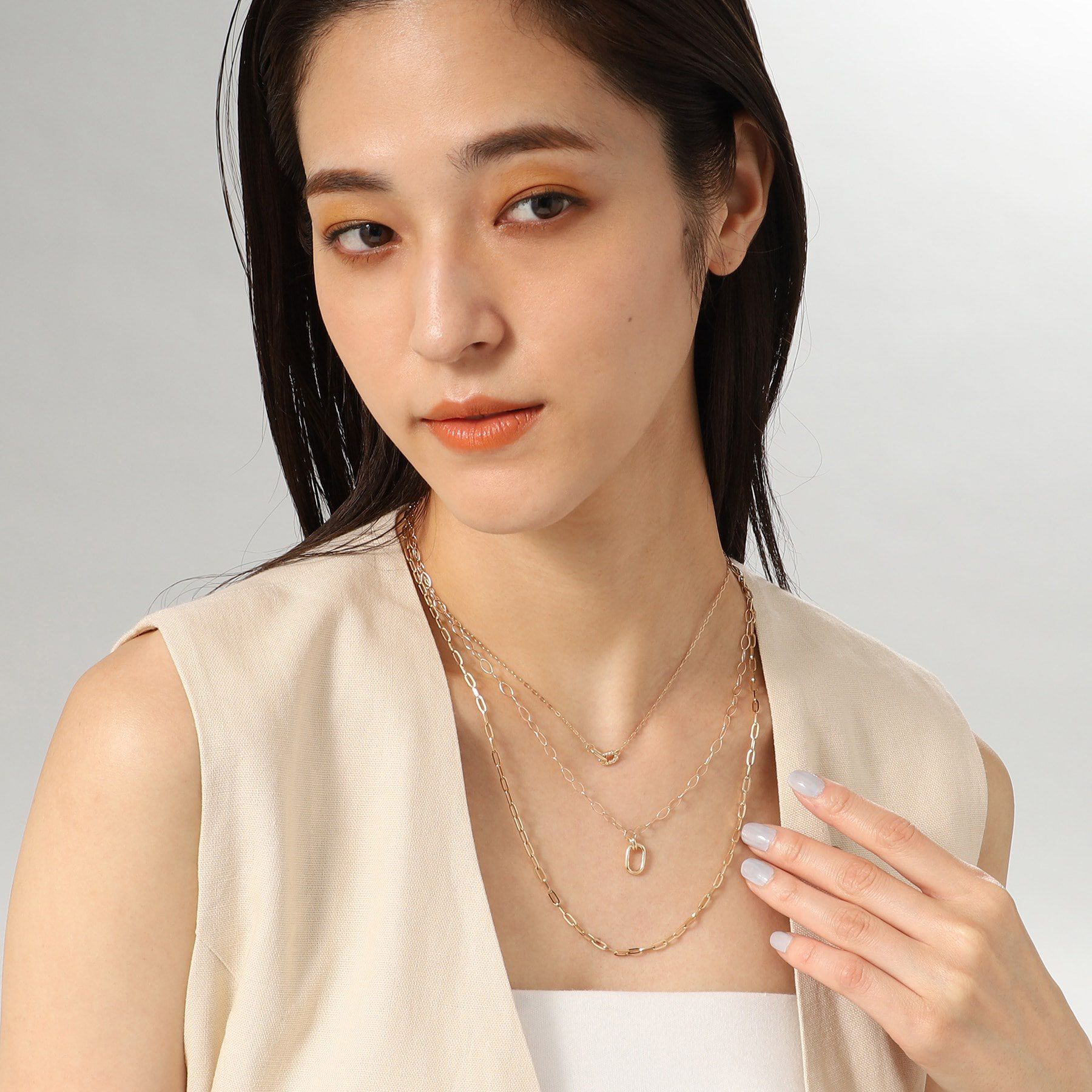 COCOSHNIK「K10中空オーバル ネックレス」|ネックレス|