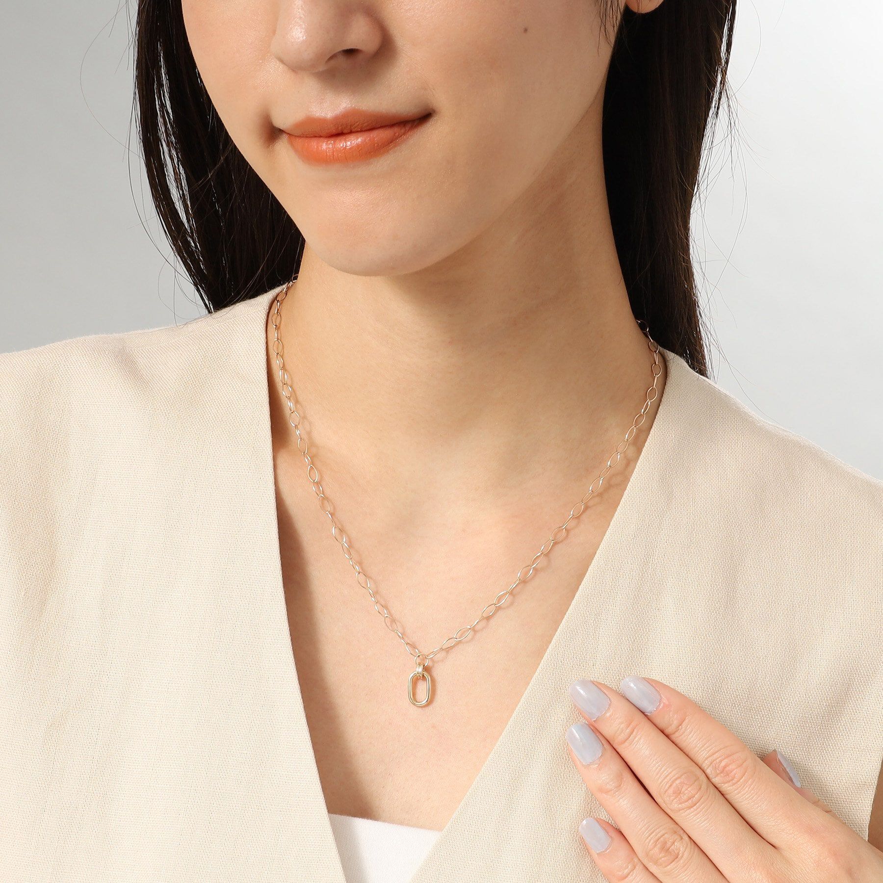 COCOSHNIK「K10中空オーバル ネックレス」|ネックレス|