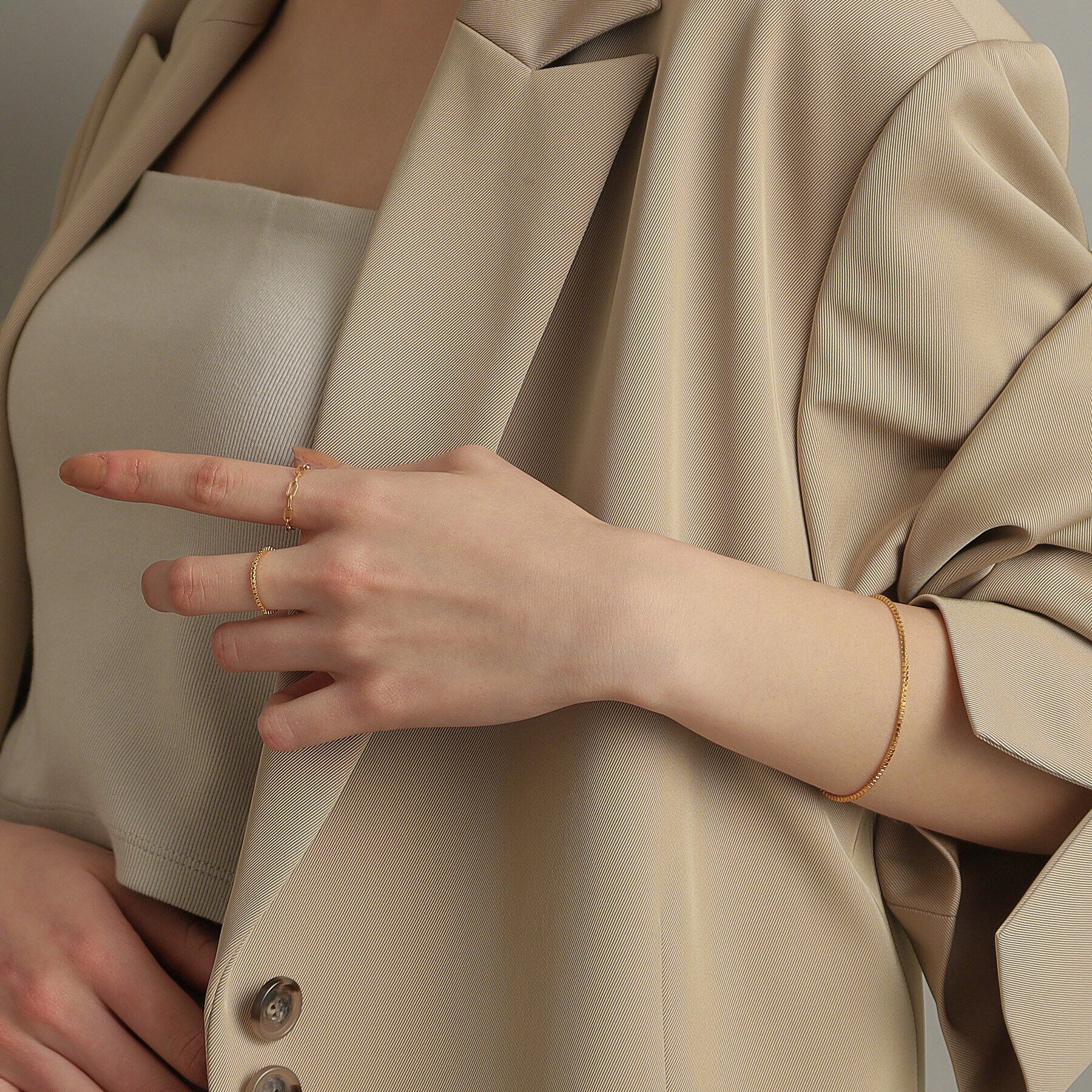 COCOSHNIK ONKITSCH「シルバー デザインチェーン ベネチアンブレスレットＳ GP」|ブレスレット・バングル|