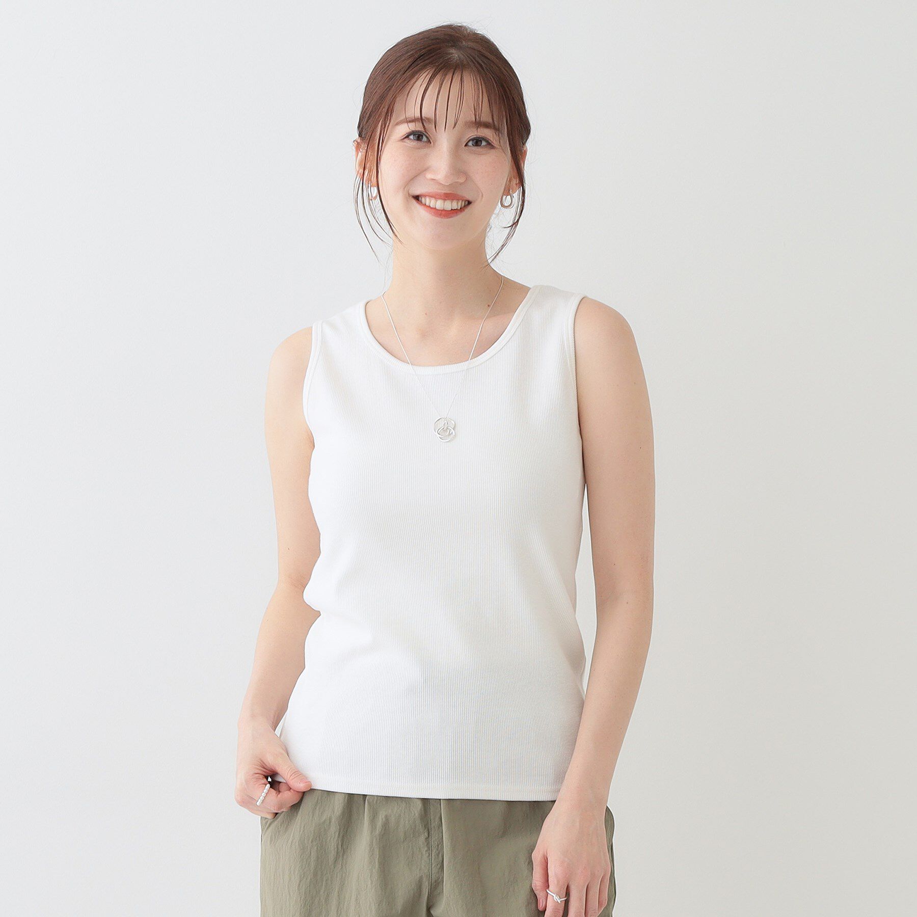 SHOO･LA･RUE「【洗える/S-LL】色違いで揃えたい テレコリブタンクトップ」|キャミソール|