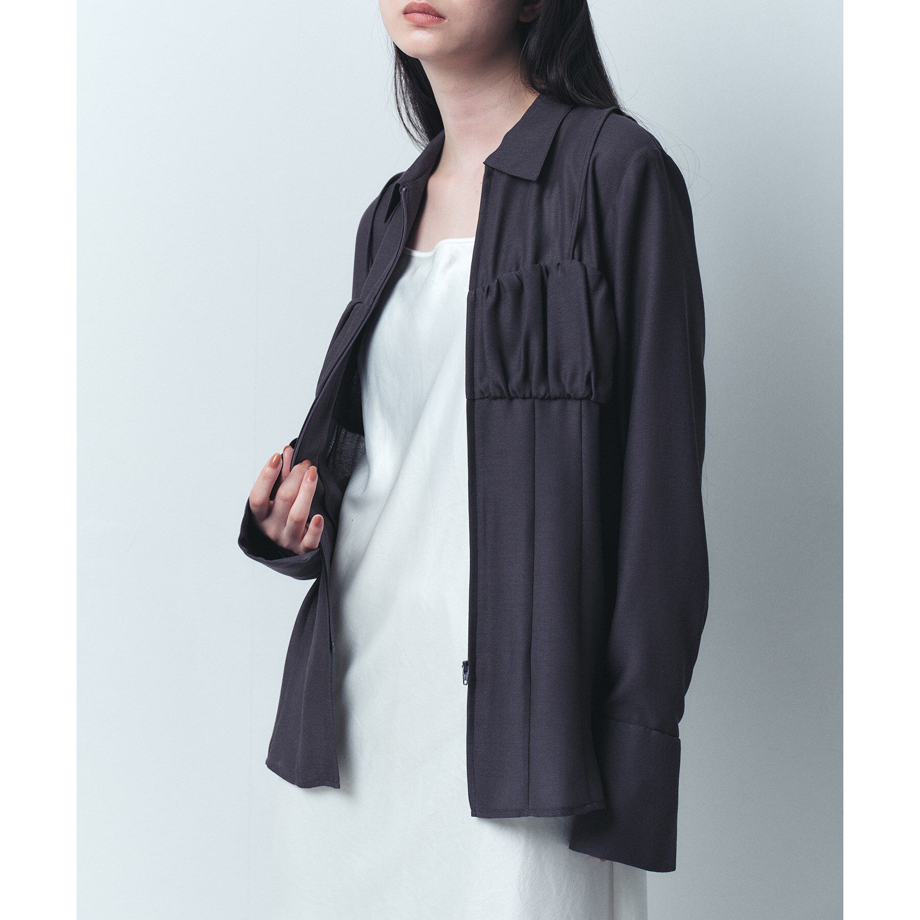 CODE A「wool blend viyella slim fit shirts」|シャツ・ブラウス|グレー(012)