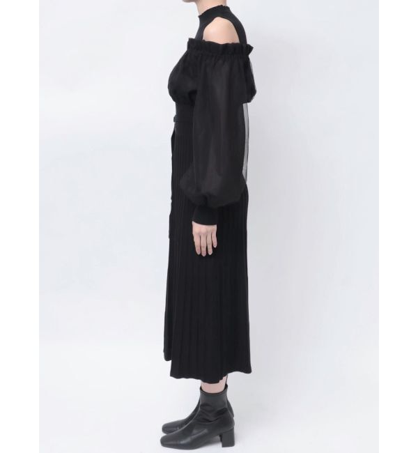 MERCURYDUO「異素材ドッキングオフショルニットワンピース」|ワンピース|