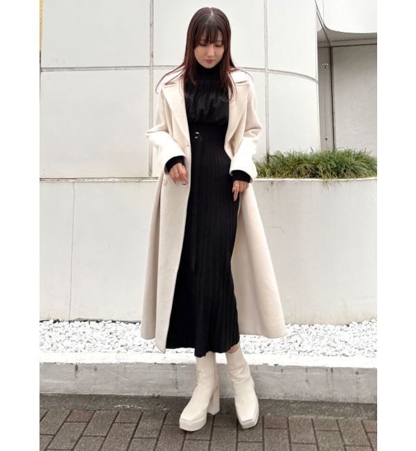 MERCURYDUO「異素材ドッキングオフショルニットワンピース」|ワンピース|