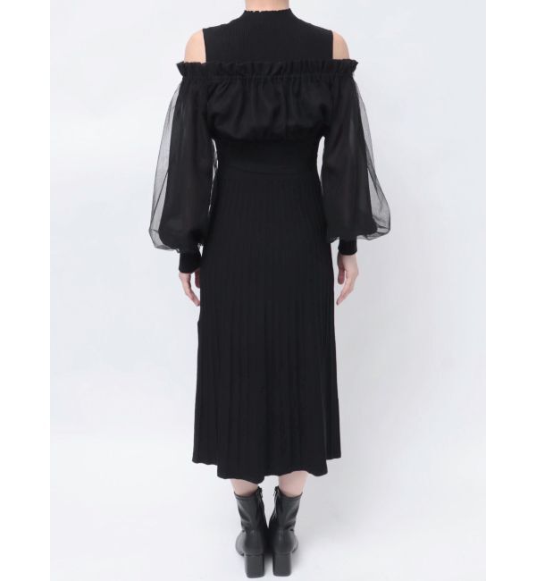 MERCURYDUO「異素材ドッキングオフショルニットワンピース」|ワンピース|