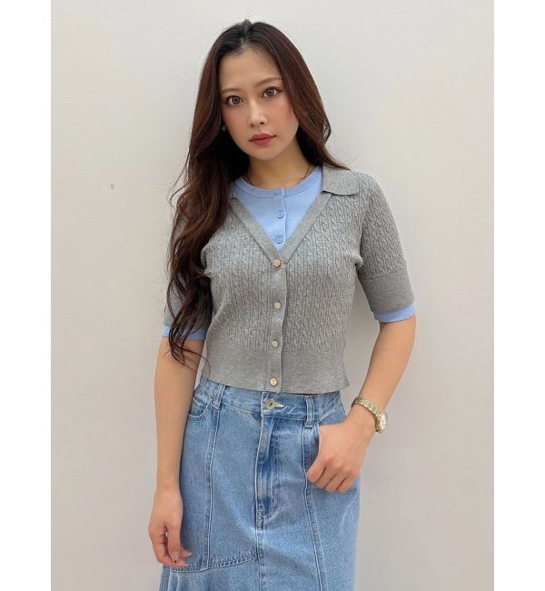 MERCURYDUO「バイカラーフェイクレイヤードニット」|ニット・セーター|