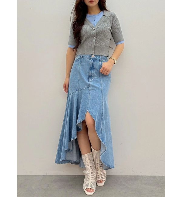 MERCURYDUO「バイカラーフェイクレイヤードニット」|ニット・セーター|