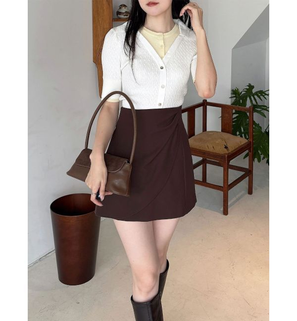 MERCURYDUO「バイカラーフェイクレイヤードニット」|ニット・セーター|