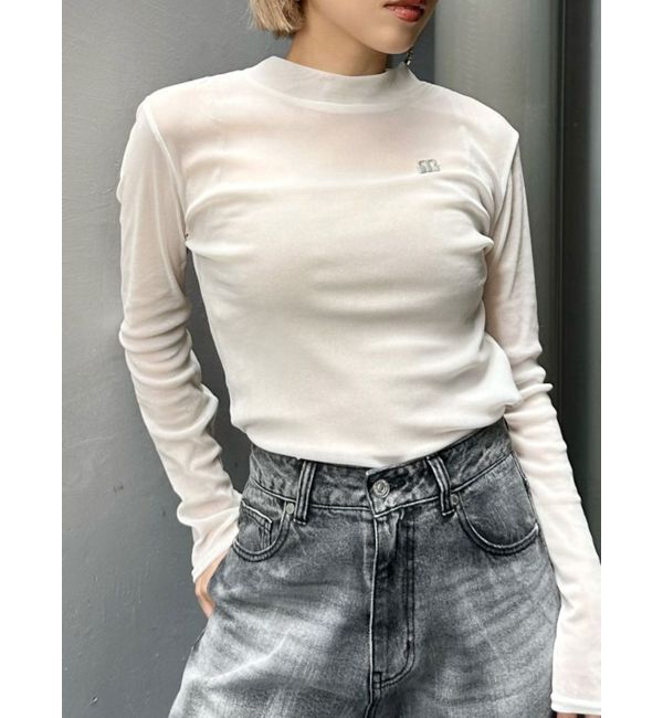 MURUA「フロッキーロゴプレートトップス」|Tシャツ・カットソー|ホワイト