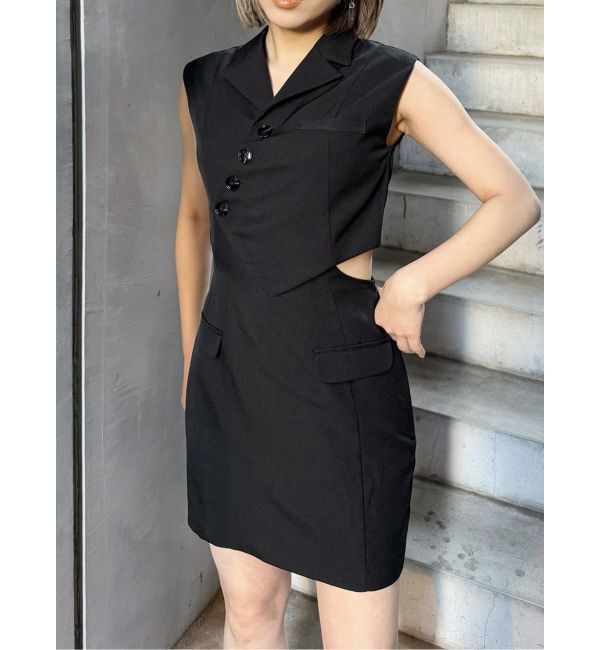 MURUA「マニッシュベストミニワンピース」|ワンピース|ブラック