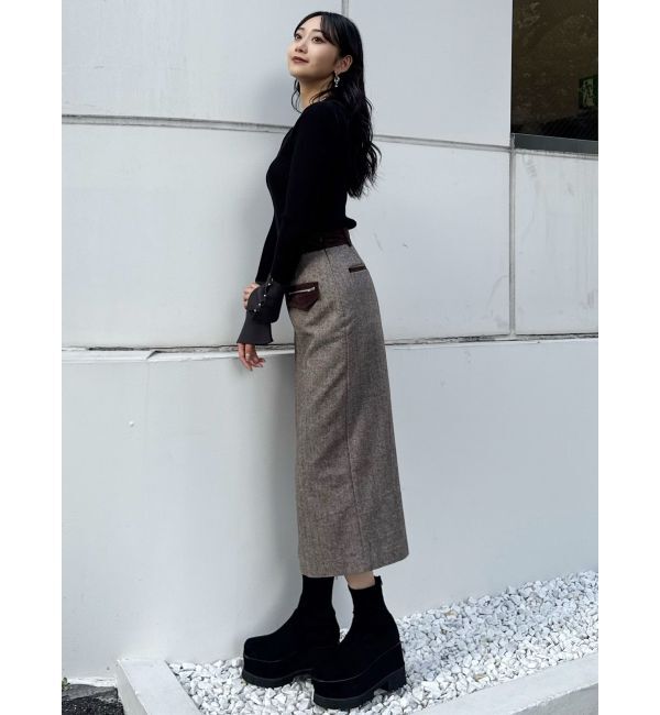 MURUA「MIXパターンスリットナロースカート」|スカート|